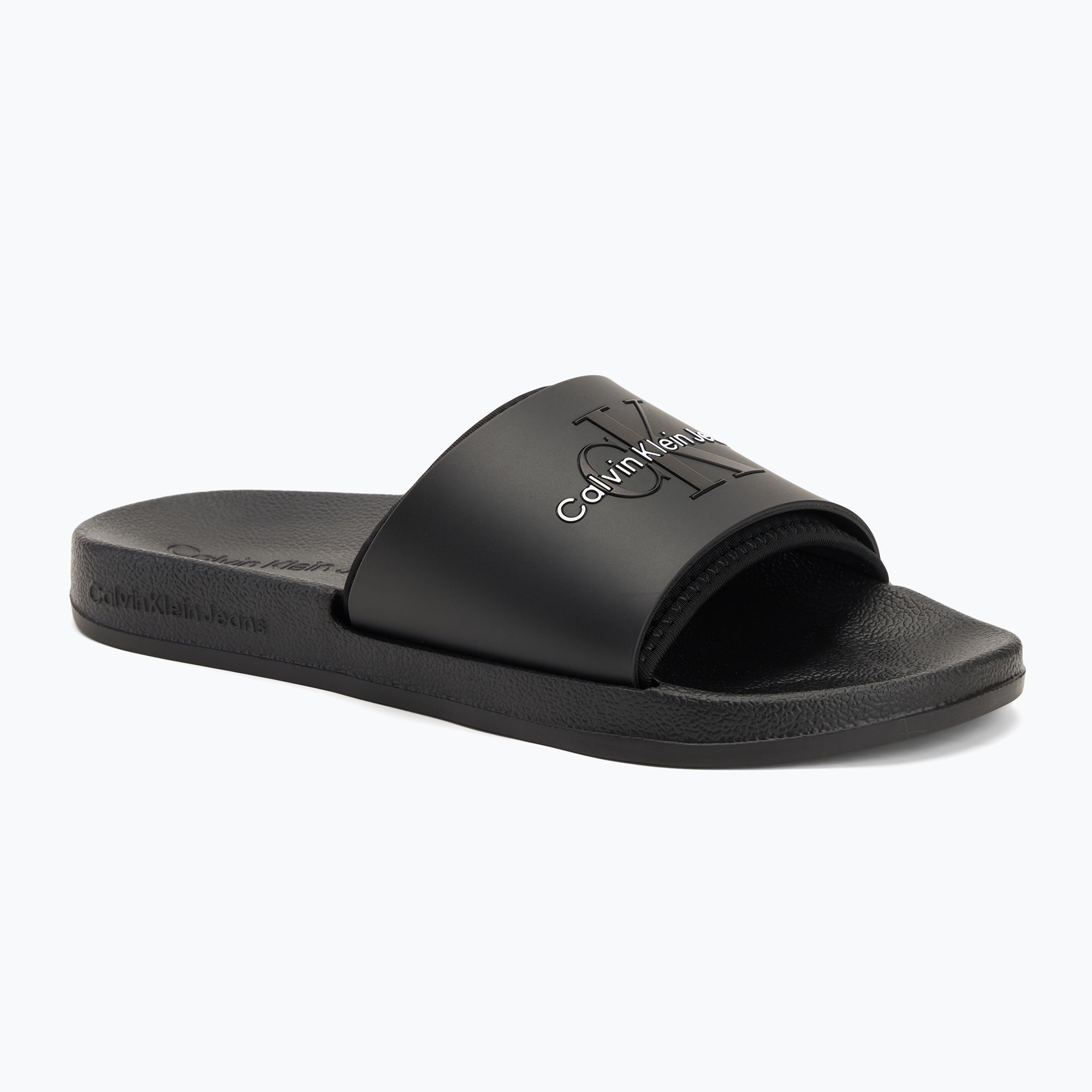 Klapki męskie Calvin Klein YM0YM00361 Slide Rubber Neoprene Monologo black 