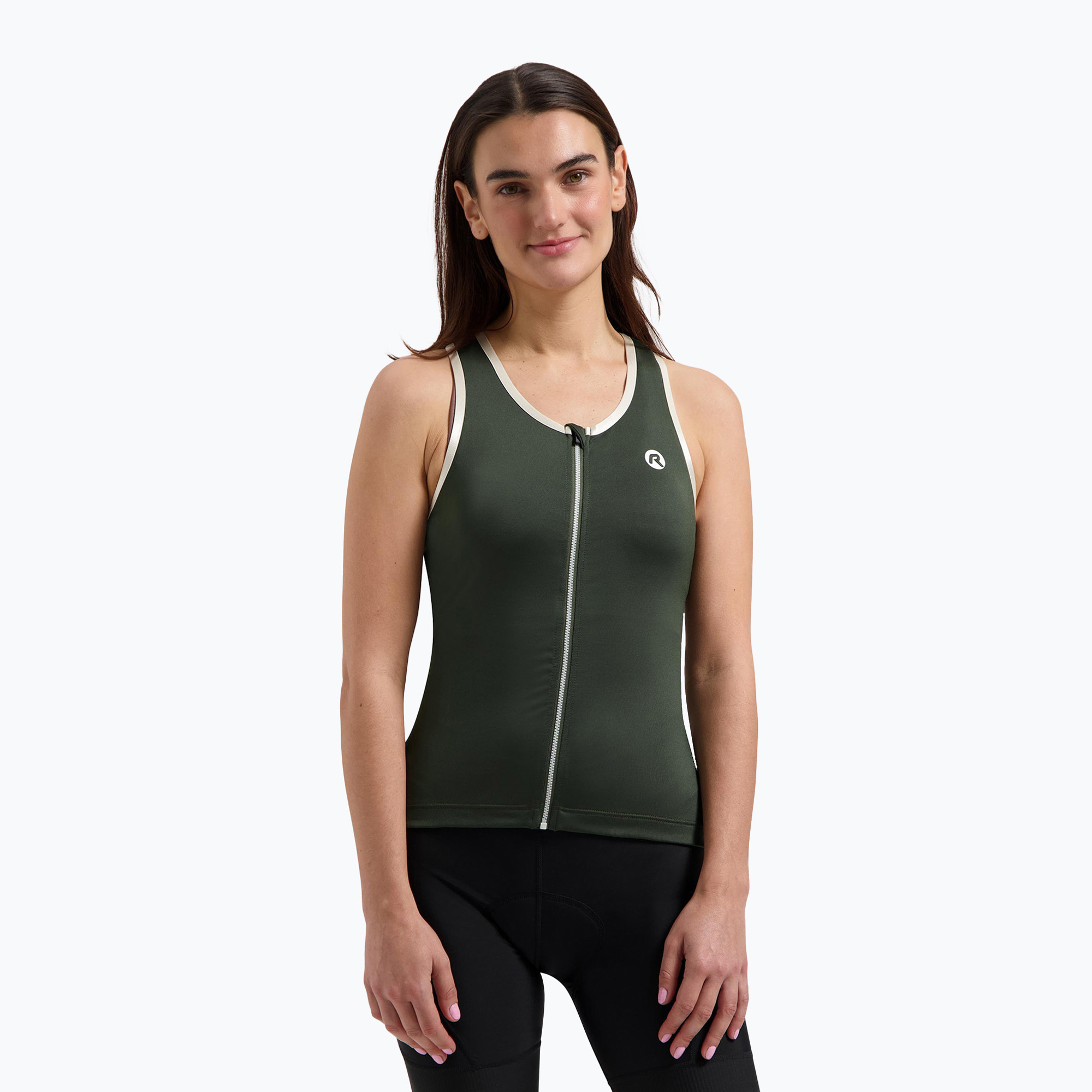 Дамско колоездачно трико Rogelli Abbey Tank Top W army green / sand