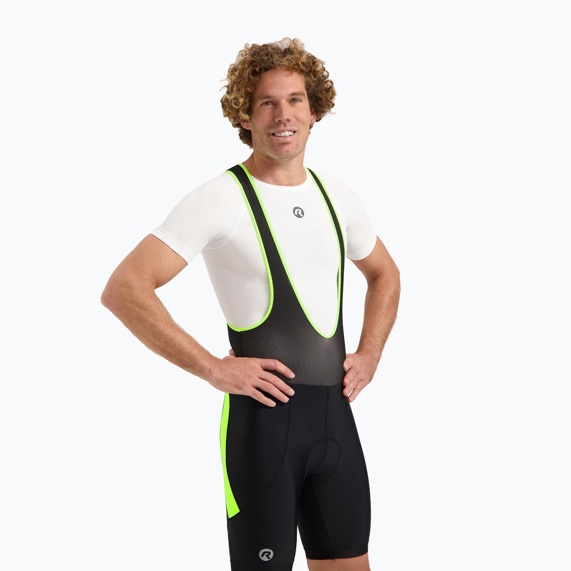 Pantaloncini da ciclismo Rogelli Core Bib Short da uomo nero/giallo fluo (M) (Core Bib Short RC1200000)