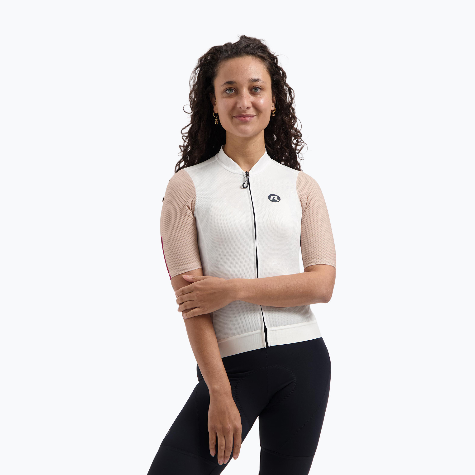 Дамска тениска за колоездене Rogelli Fast sand/dusty pink/cherry