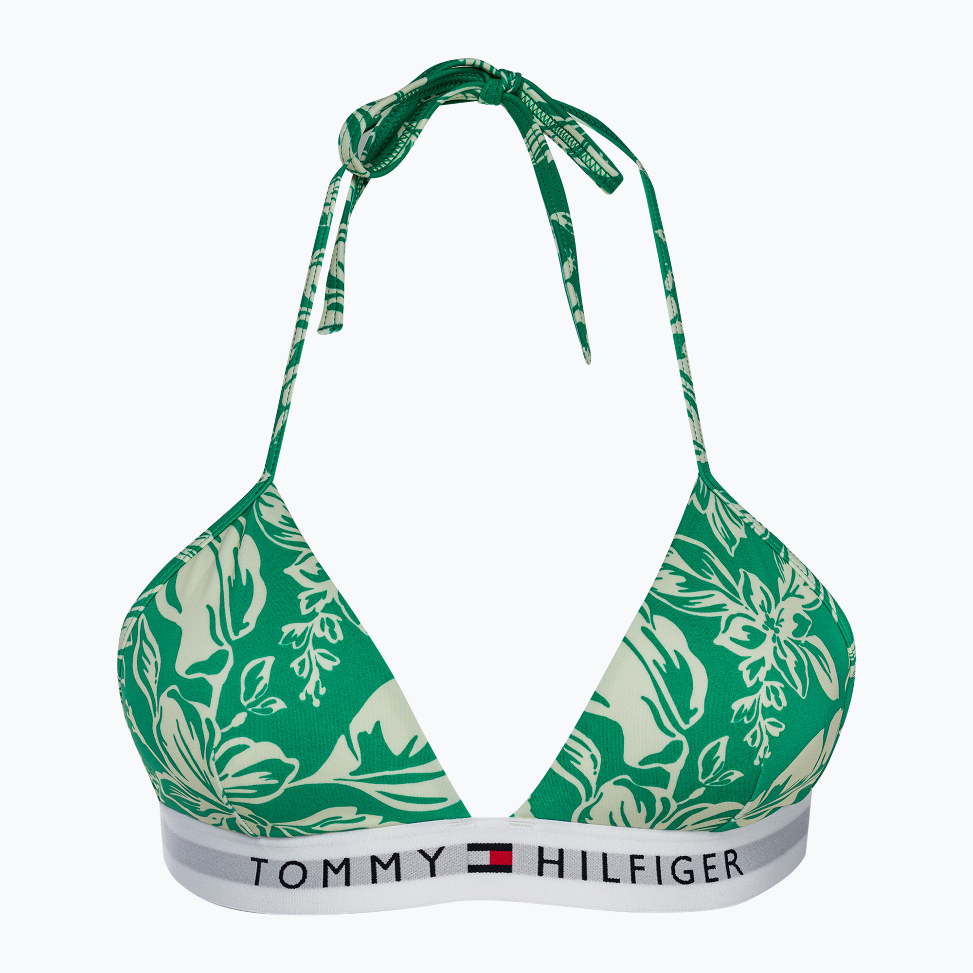 Горнище на бански костюм Tommy Hilfiger Triangle Fixed Foam Print vintage tropical olympic green