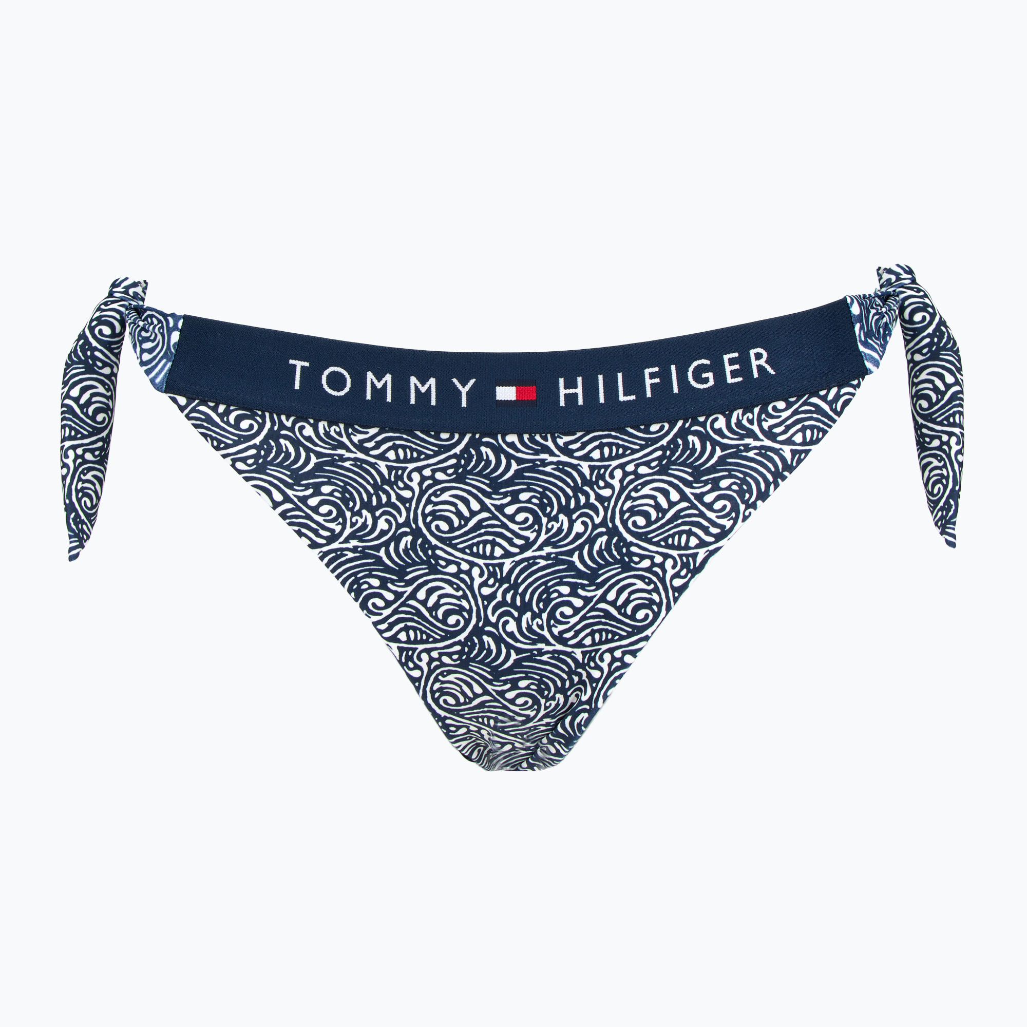 Долнище на бански костюм Tommy Hilfiger Cheeky Side Tie Print illustrated wave dark night navy