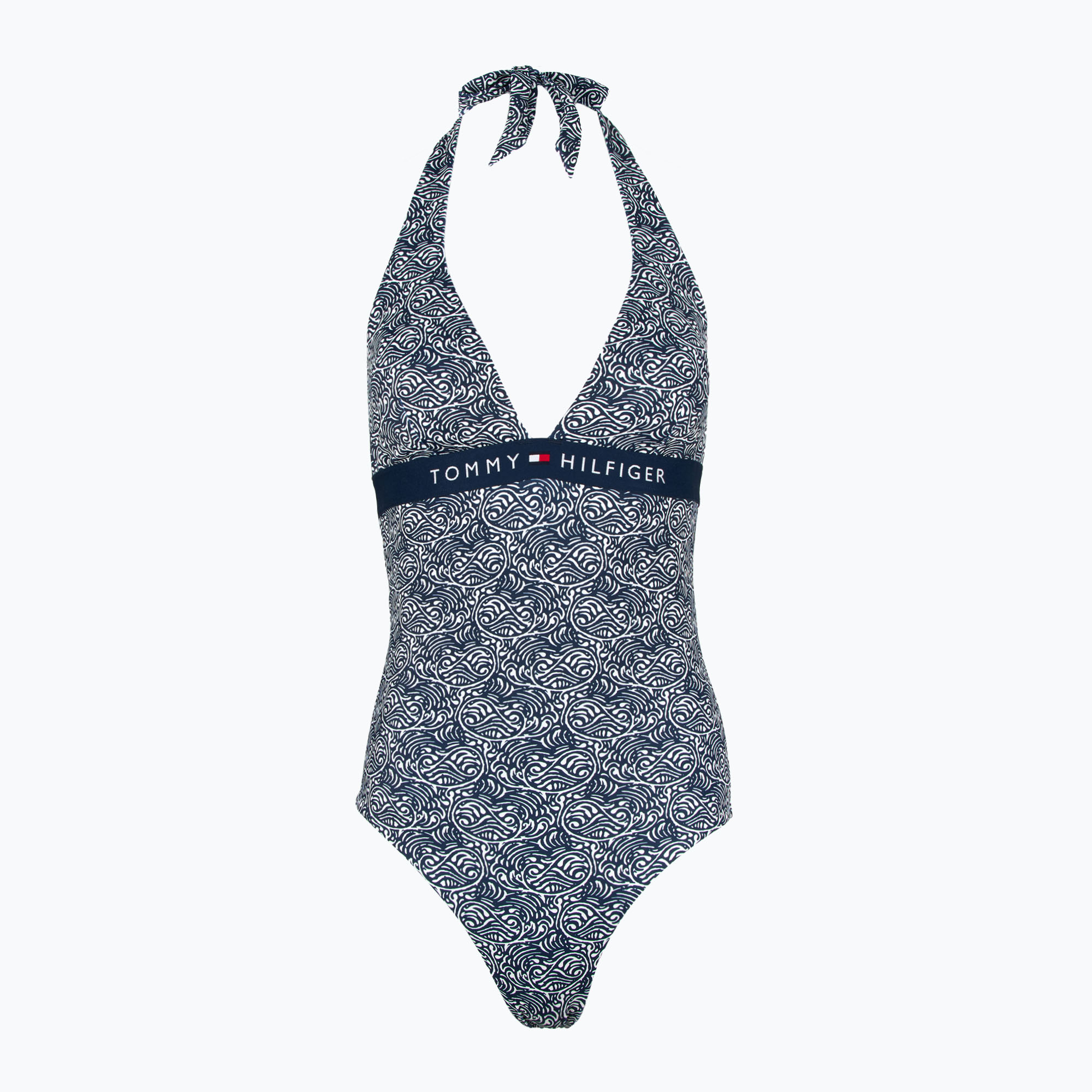 Tommy Hilfiger costume intero donna Halter One Piece Rp Stampa onda illustrata dark night navy