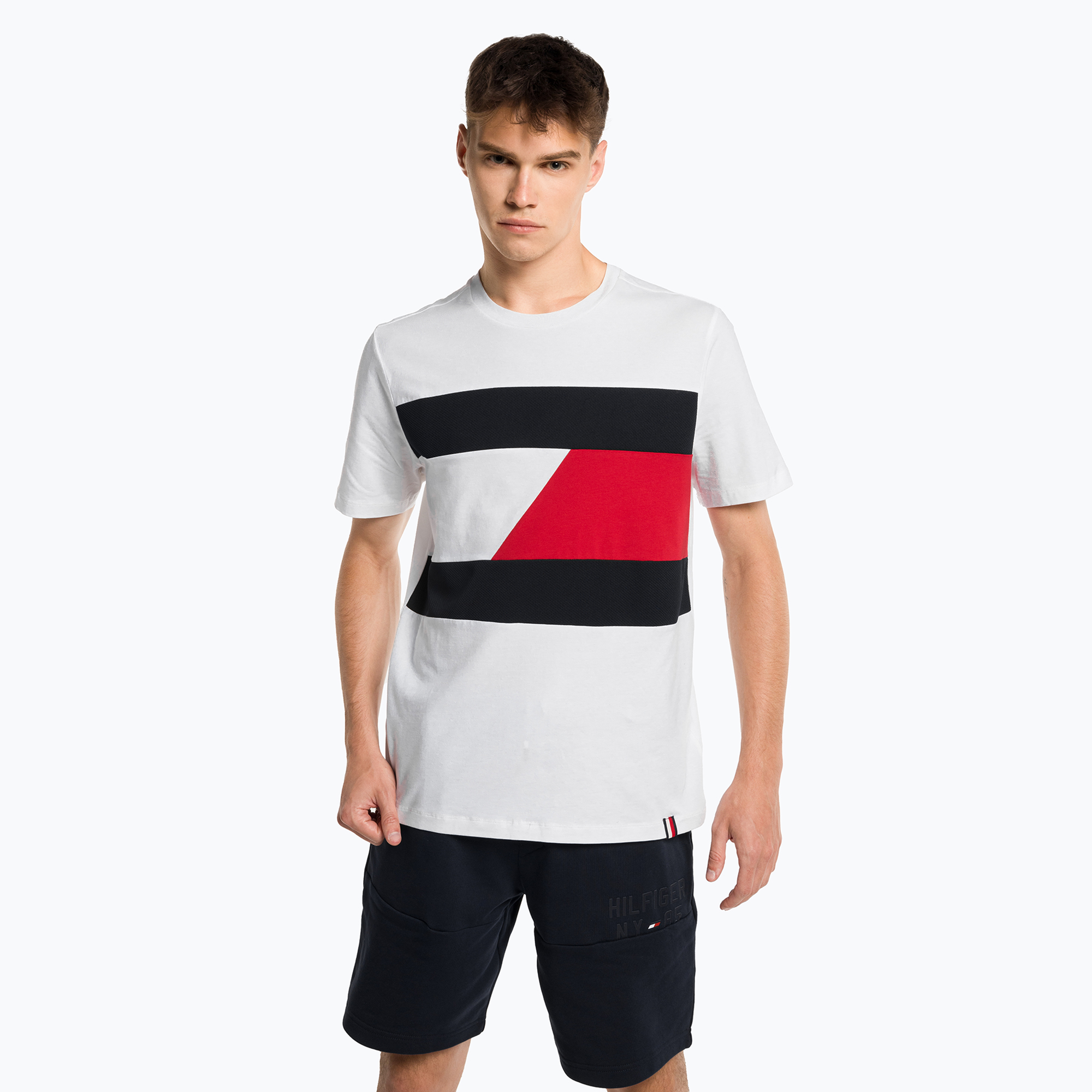 Koszulka męska Tommy Hilfiger Colorblocked Mix Media white 