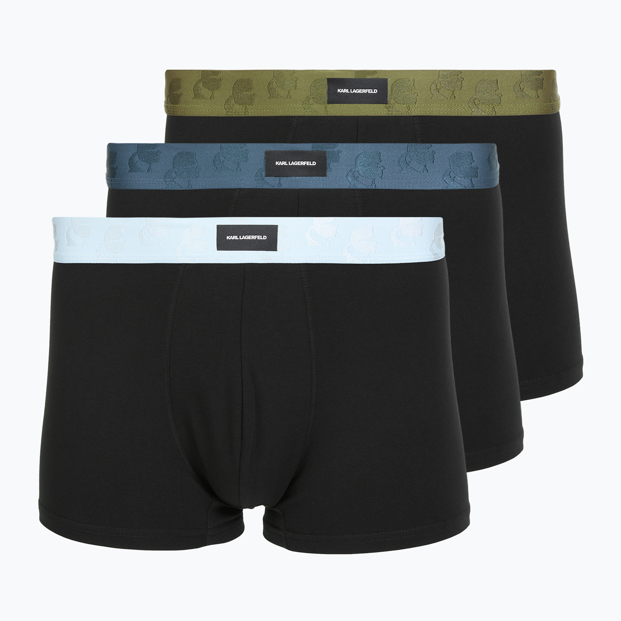 Bokserki męskie KARL LAGERFELD Kameo Logo Trunk 3 pary midnight/clear sky/olive 