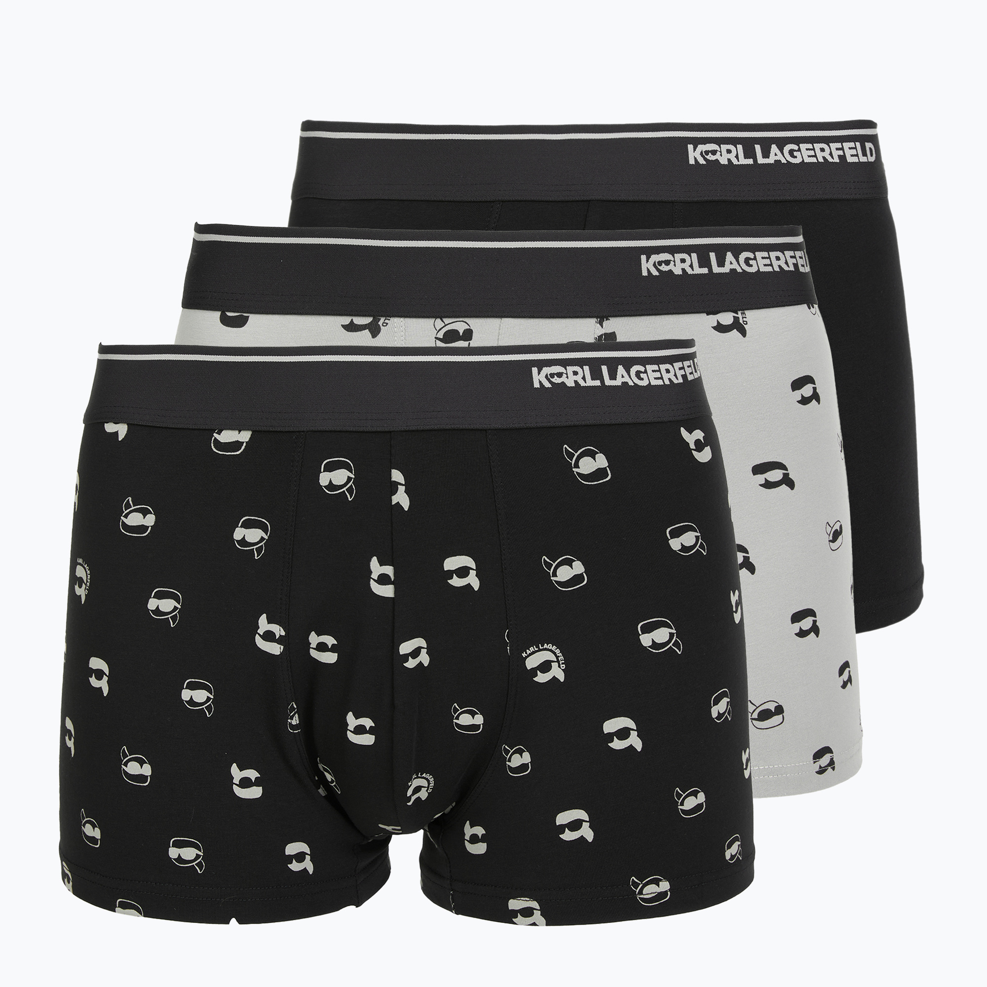 Bokserki męskie KARL LAGERFELD Ikon Aop Trunk 3 pary karl dot/ash black 