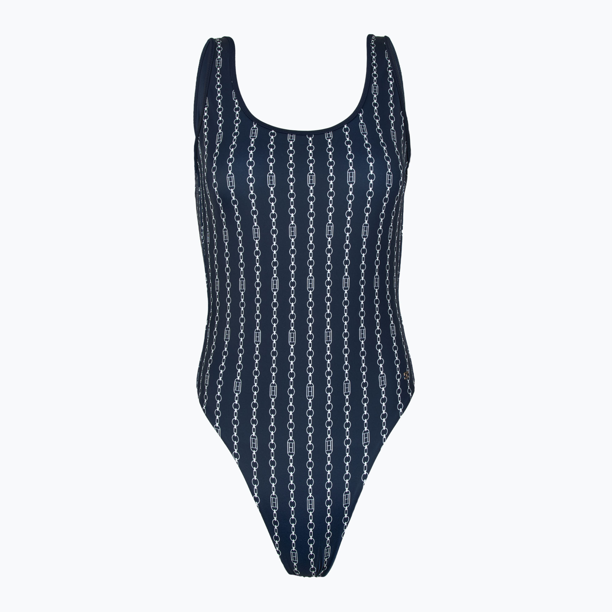 Tommy Hilfiger дамски едноцветен бански One Piece Print (Ext) flag chain dark night navy