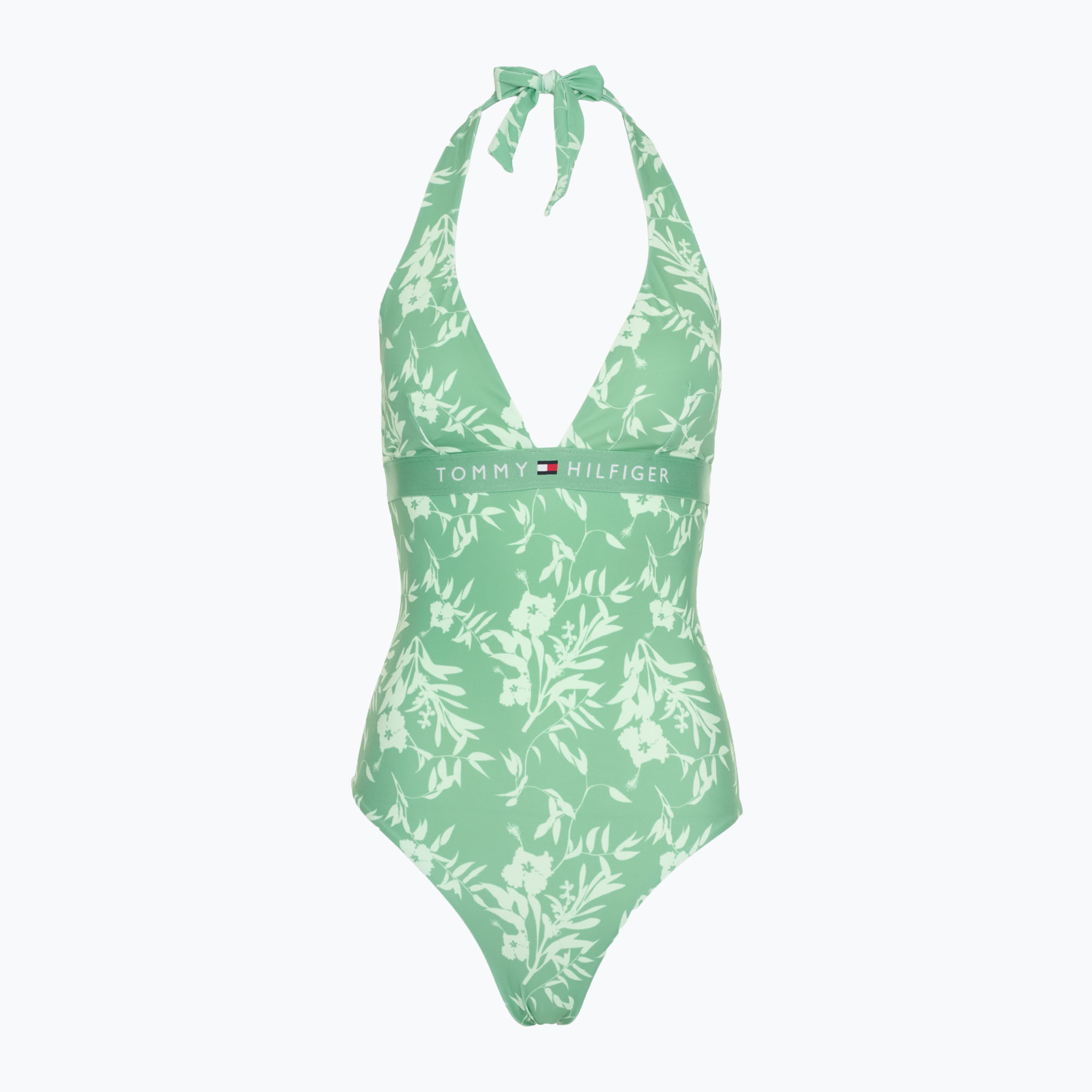 Tommy Hilfiger costume intero donna Halter One Piece Rp Stampa floreale tropicale aop fort verde
