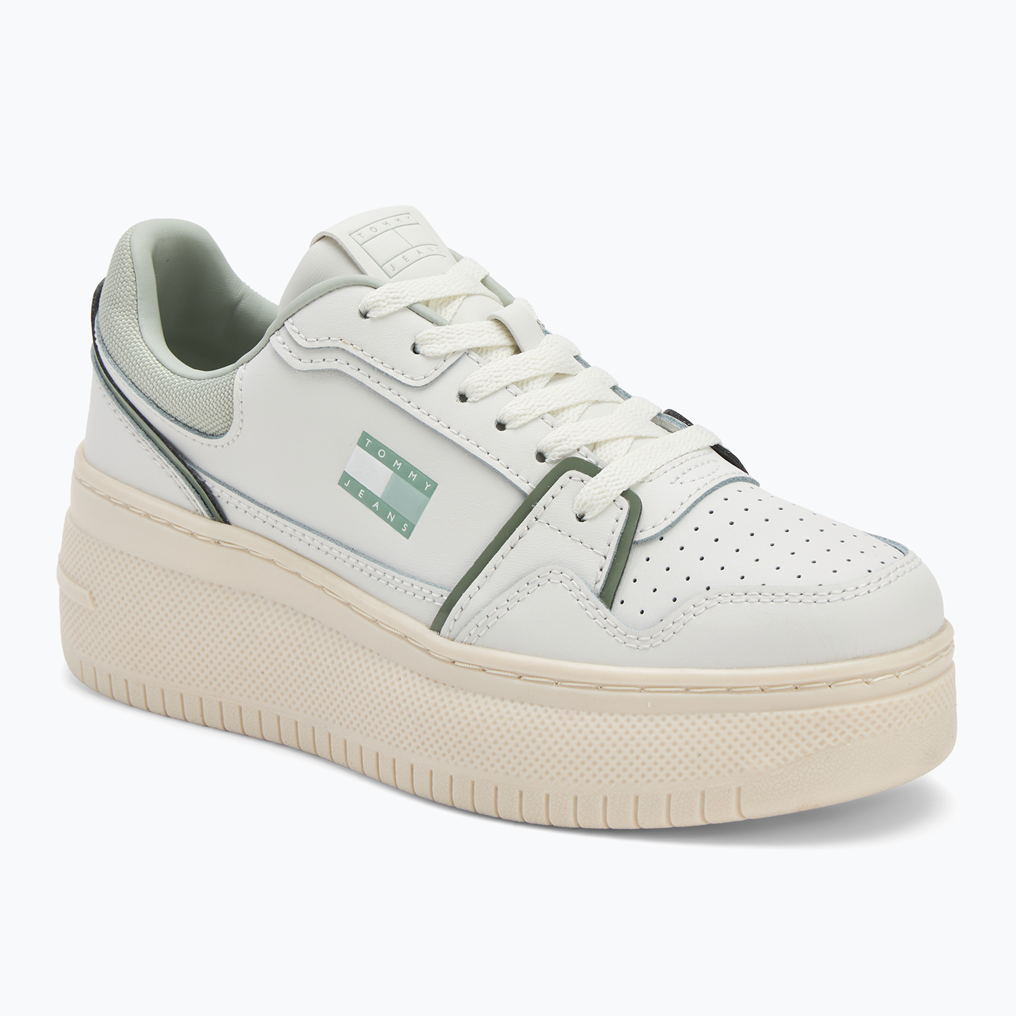 Buty damskie Tommy Jeans Retro Basket Flatform ecru/misty sage 