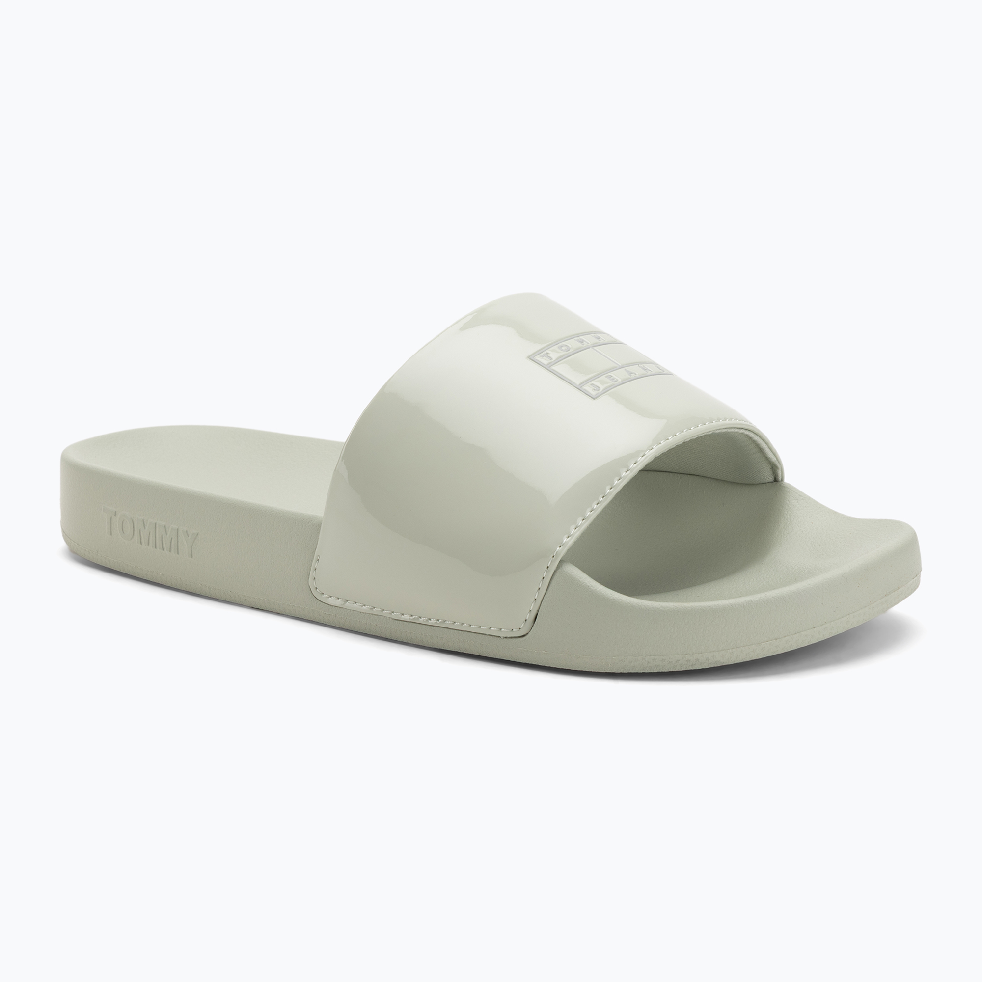 Klapki damskie Tommy Hilfiger Flag Pool Slide Patent misty sage 