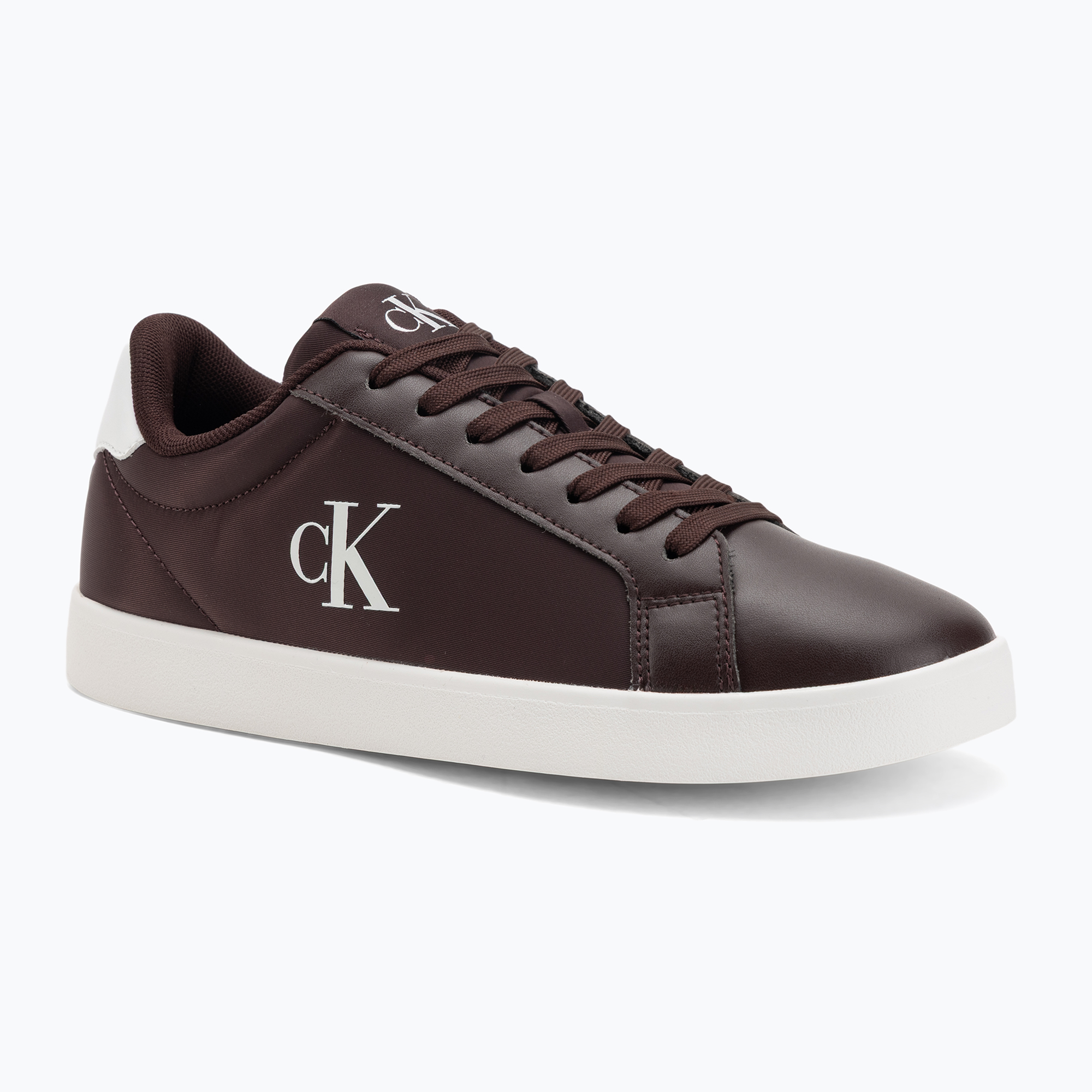 Buty damskie Calvin Klein YW0YW01781 3 Cupsole Laceup PU MG bordeaux/bright white 