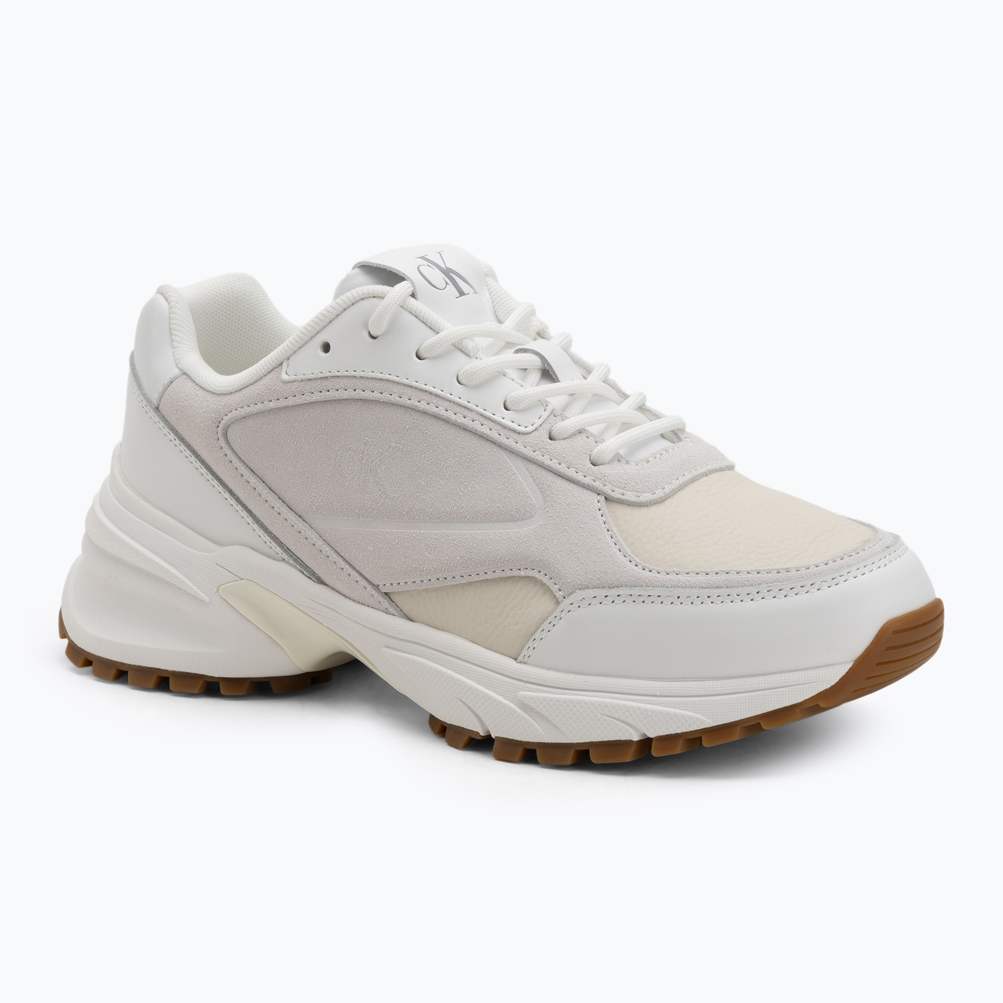 Buty męskie Calvin Klein YM0YM01289 Hike Runner HF Leather Mix bright white/creamy white/eggshell 
