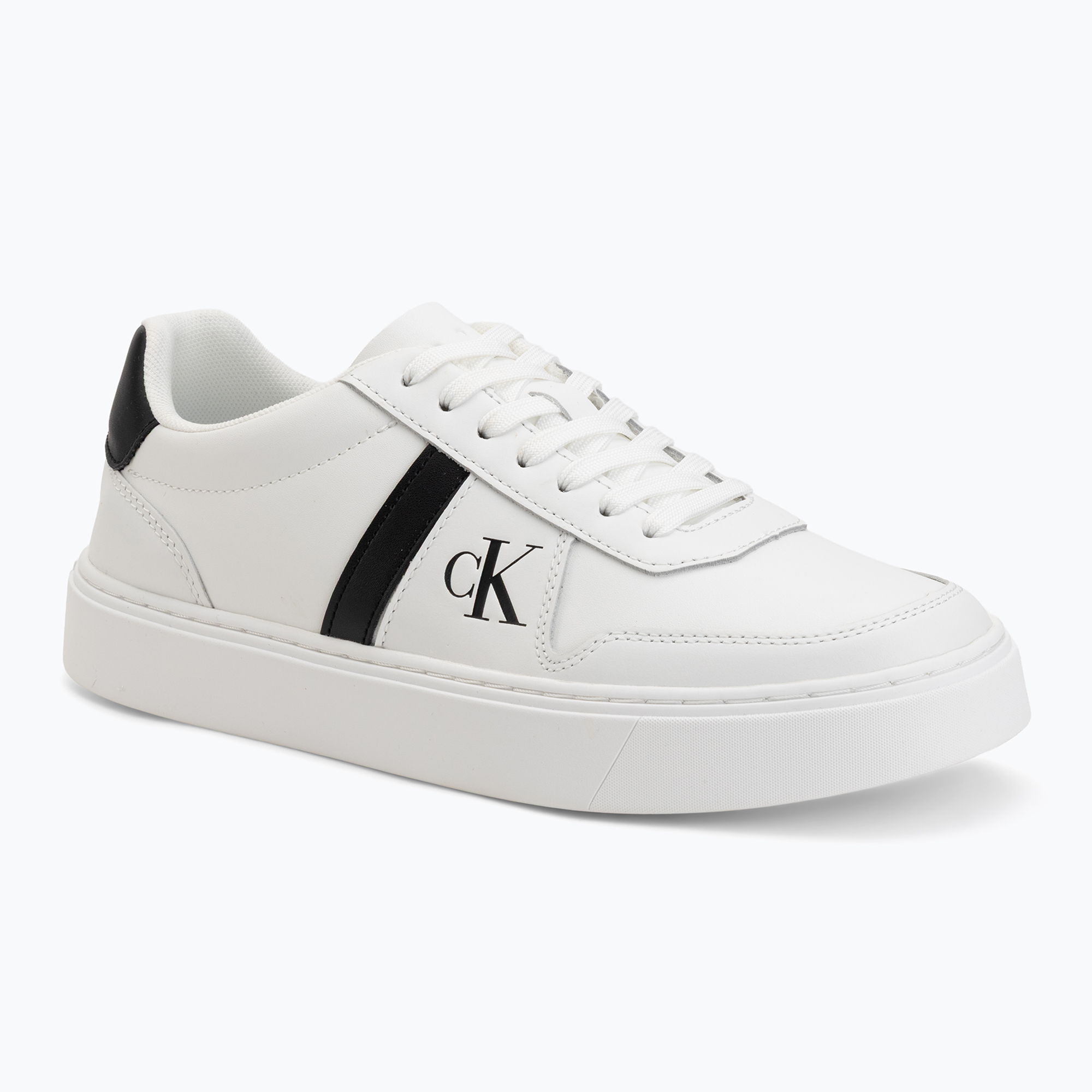 Buty męskie Calvin Klein HM0HM02237 Classic Cups Lace Leather EMB Tongue bright white/black 