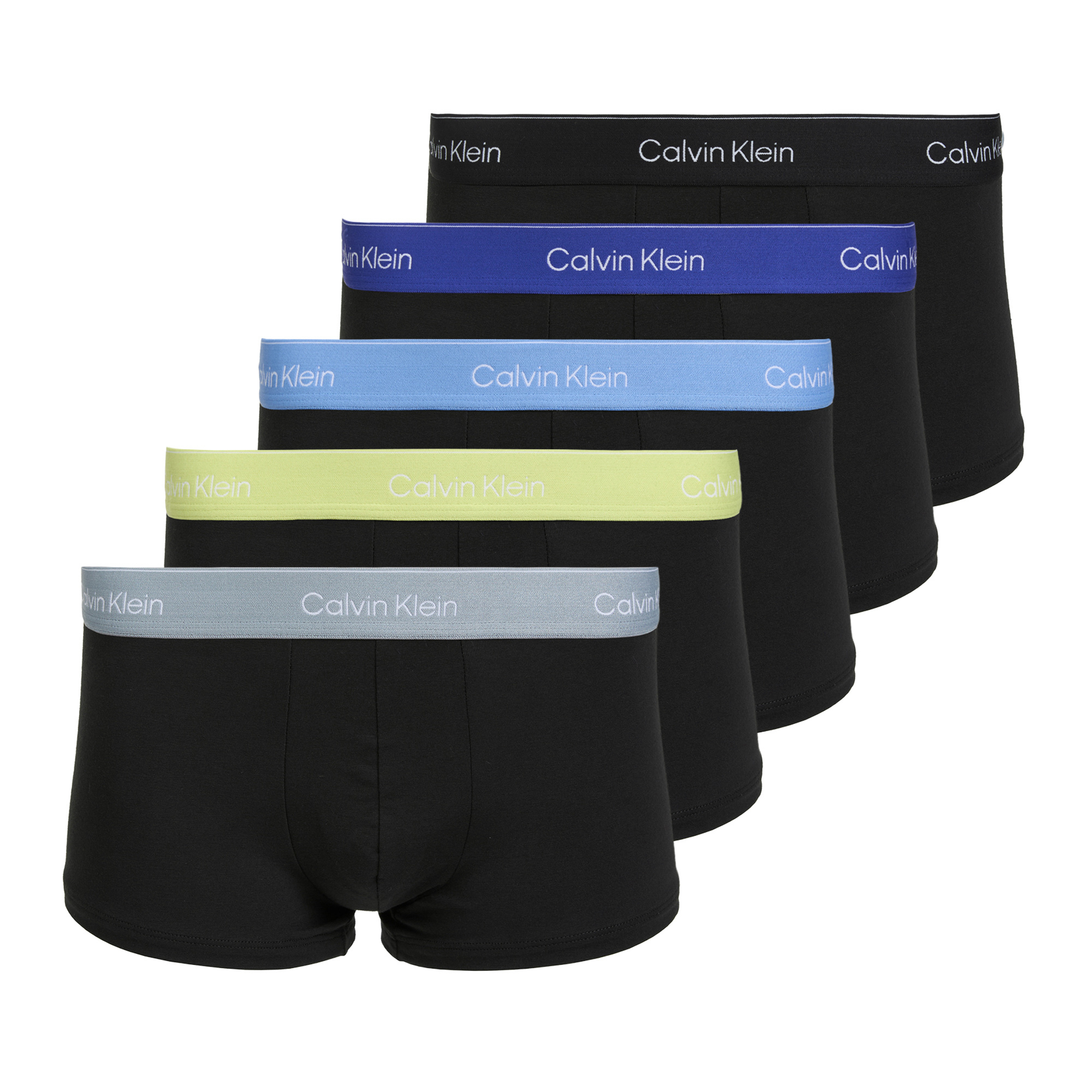 Мъжки боксерки Calvin Klein LV00NB4390 Low Rise Trunk 5 чифта black wb/blue descent wb/green bi/kahki