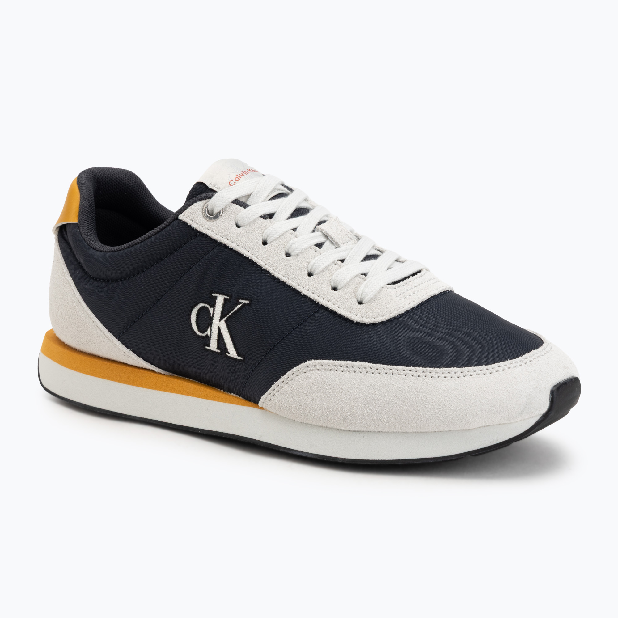 Buty męskie Calvin Klein YM0YM01361 Retro Runner Ess Mix Mat vaporous white/casual bluee/cooling 