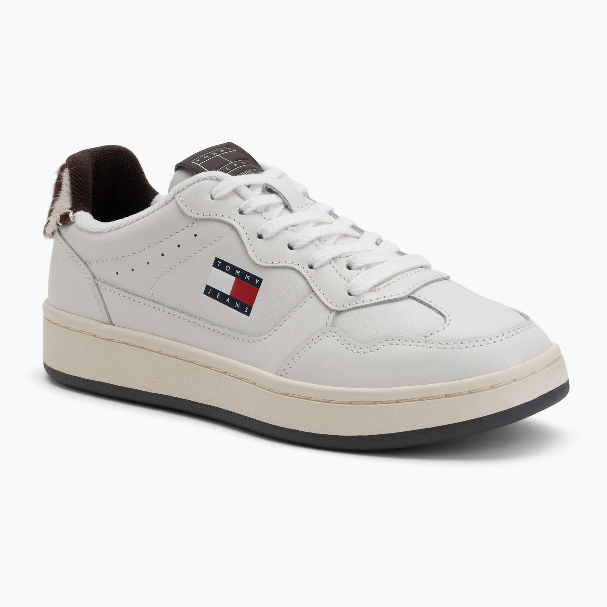 Buty damskie Tommy Hilfiger Archive 98 Calf Hair Tab ecru/dark coffe 