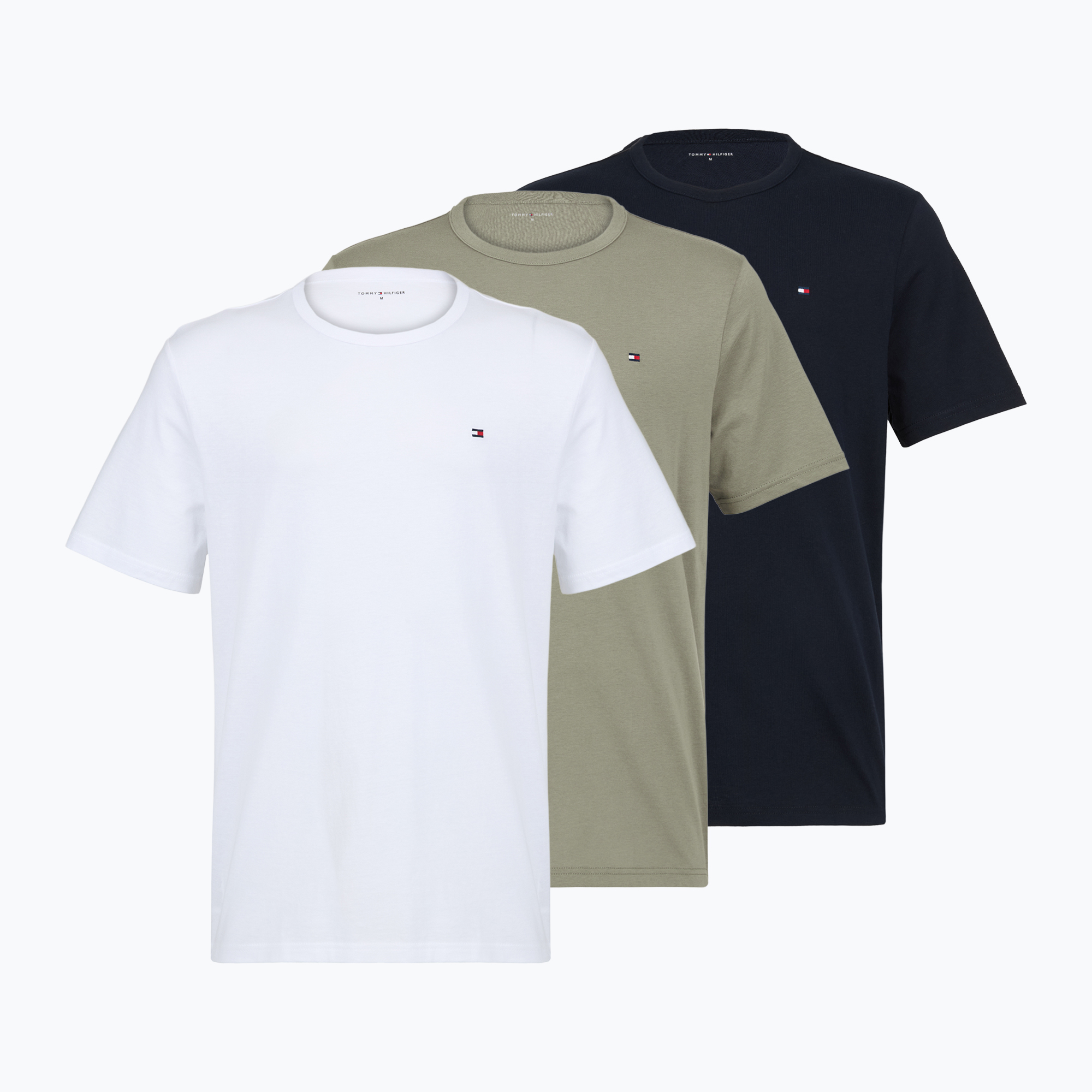 Мъжка тениска Tommy Hilfiger Cotton Short 3 pack navy blue/utility sage/white