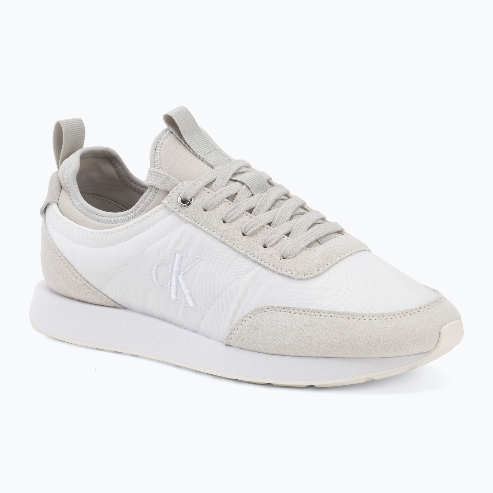 Buty męskie Calvin Klein YM0YM01414 Retro Runner Sock Laceup Mix mat bright white/light grey