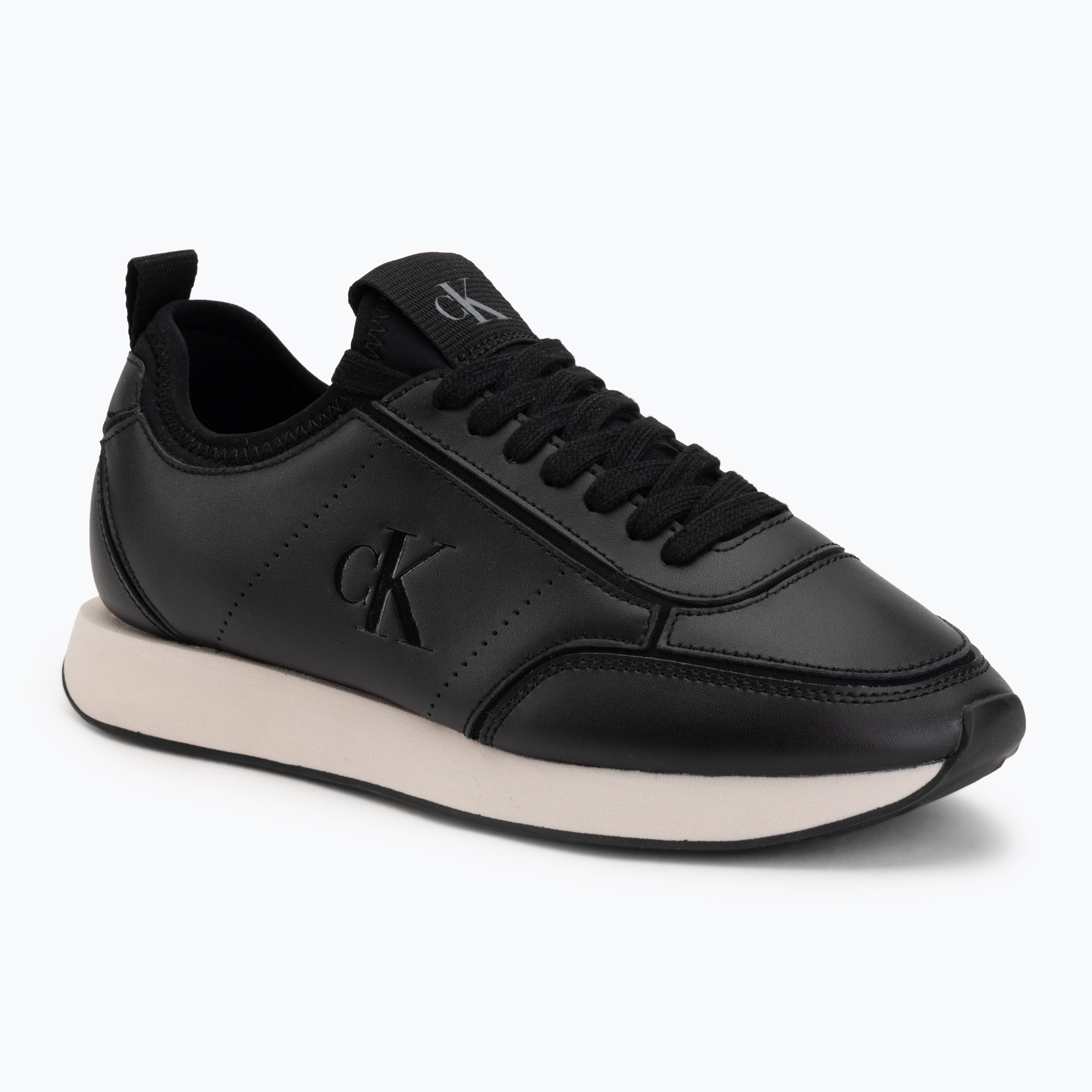 Buty damskie Calvin Klein HW0HW03118 Retro Runner Sock PANL Leather Neo black/crystal grey 