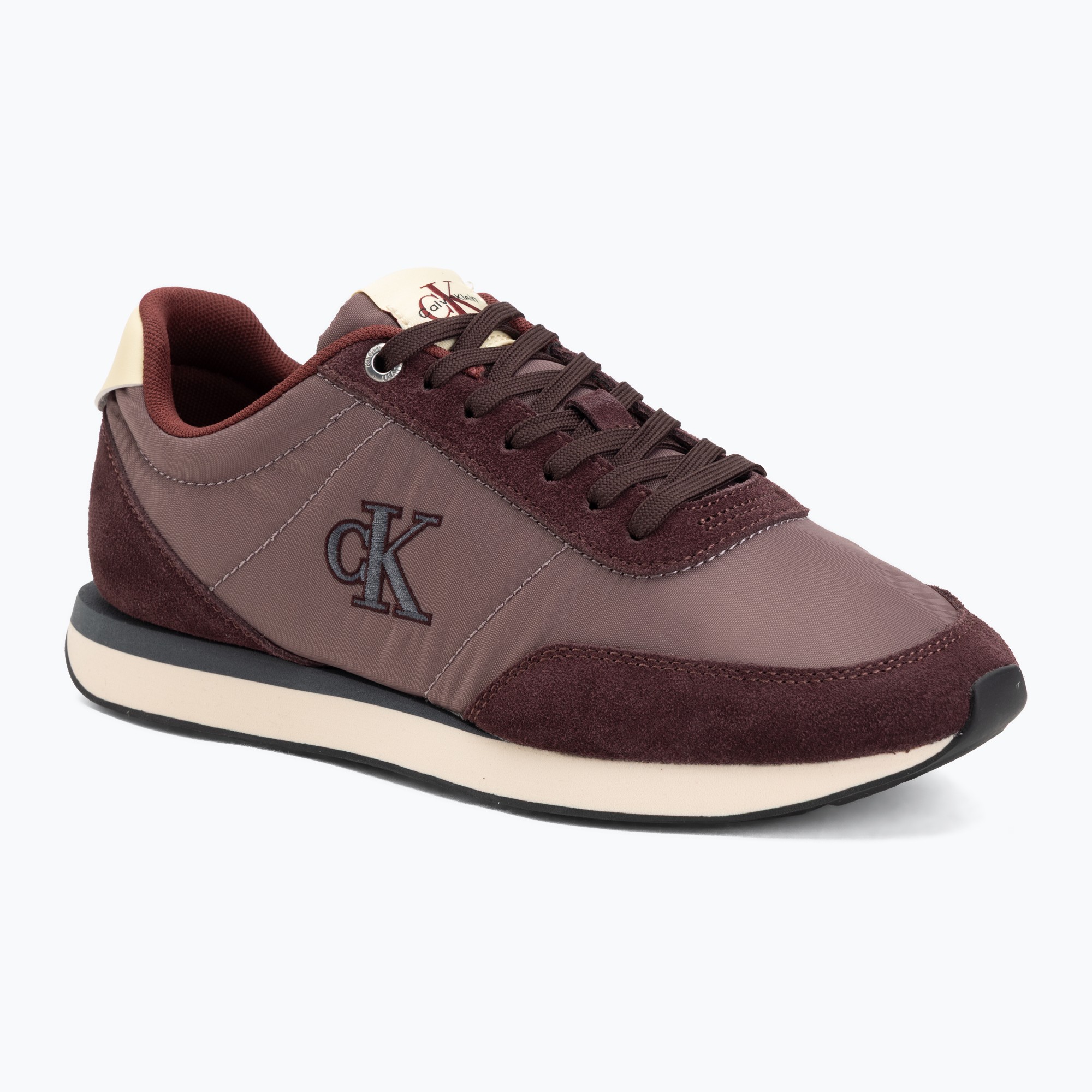 Buty męskie Calvin Klein YM0YM01361 Retro Runner Ess Mix Mat bordeaux/peppercorn/vanilla 