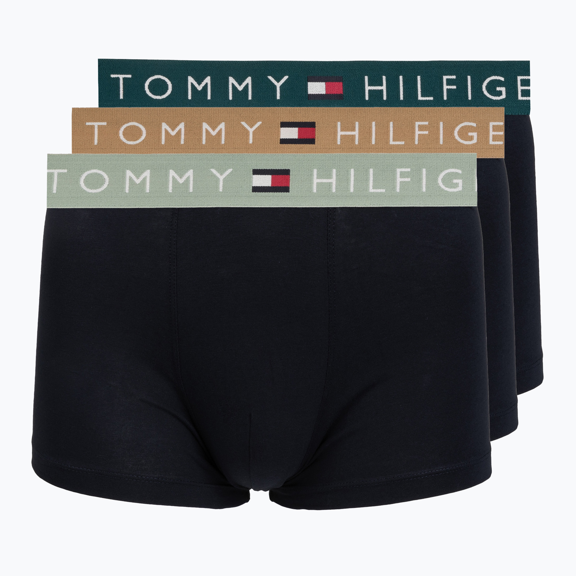 Мъжки боксерки Tommy Hilfiger Trunk WB 3 pack nb//saf canvas/mnty grey/deep spru