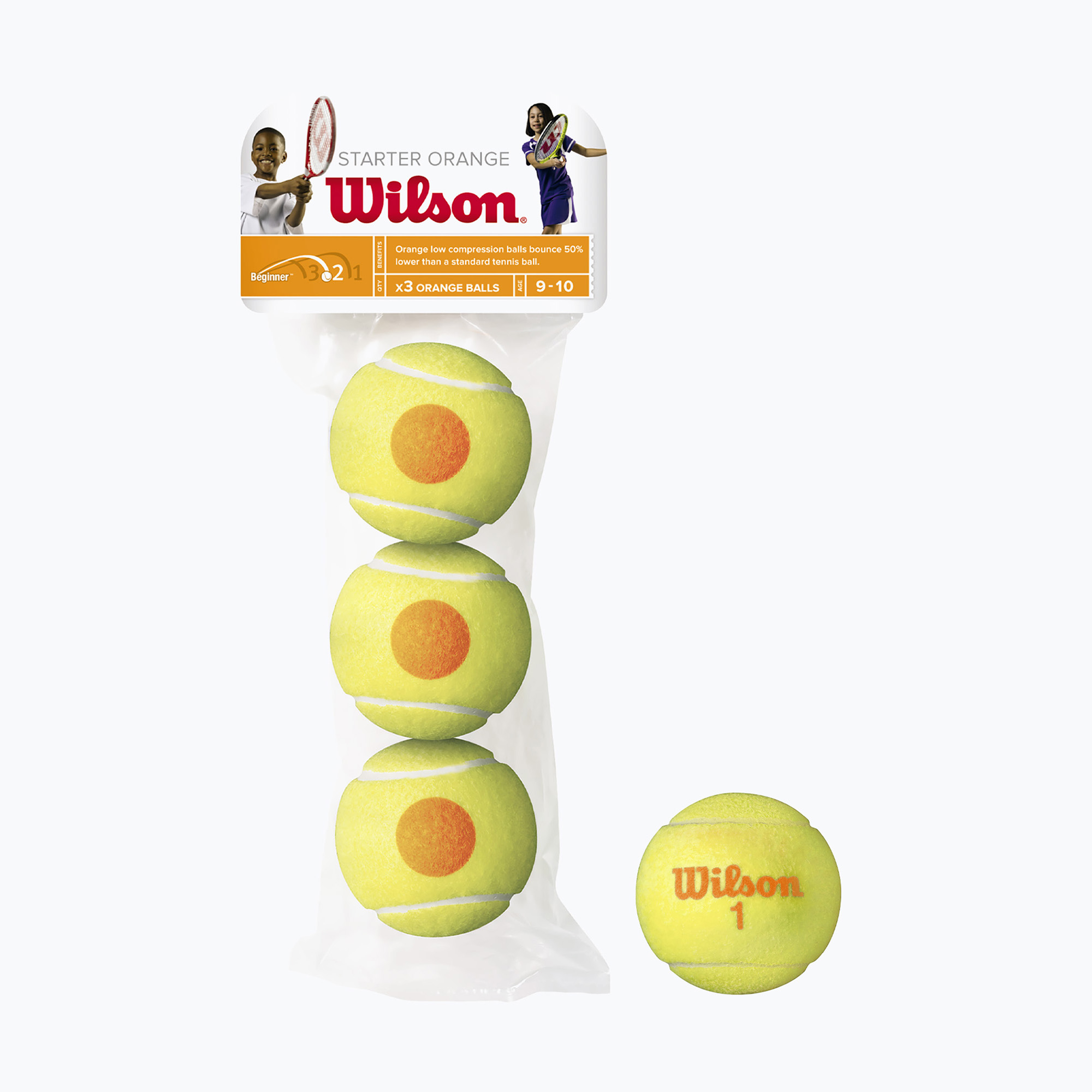 Wilson Starter Orange Tball set de mingi de tenis pentru copii 3 buc galben WRT137300 (Starter Orange 3B WRT137300)
