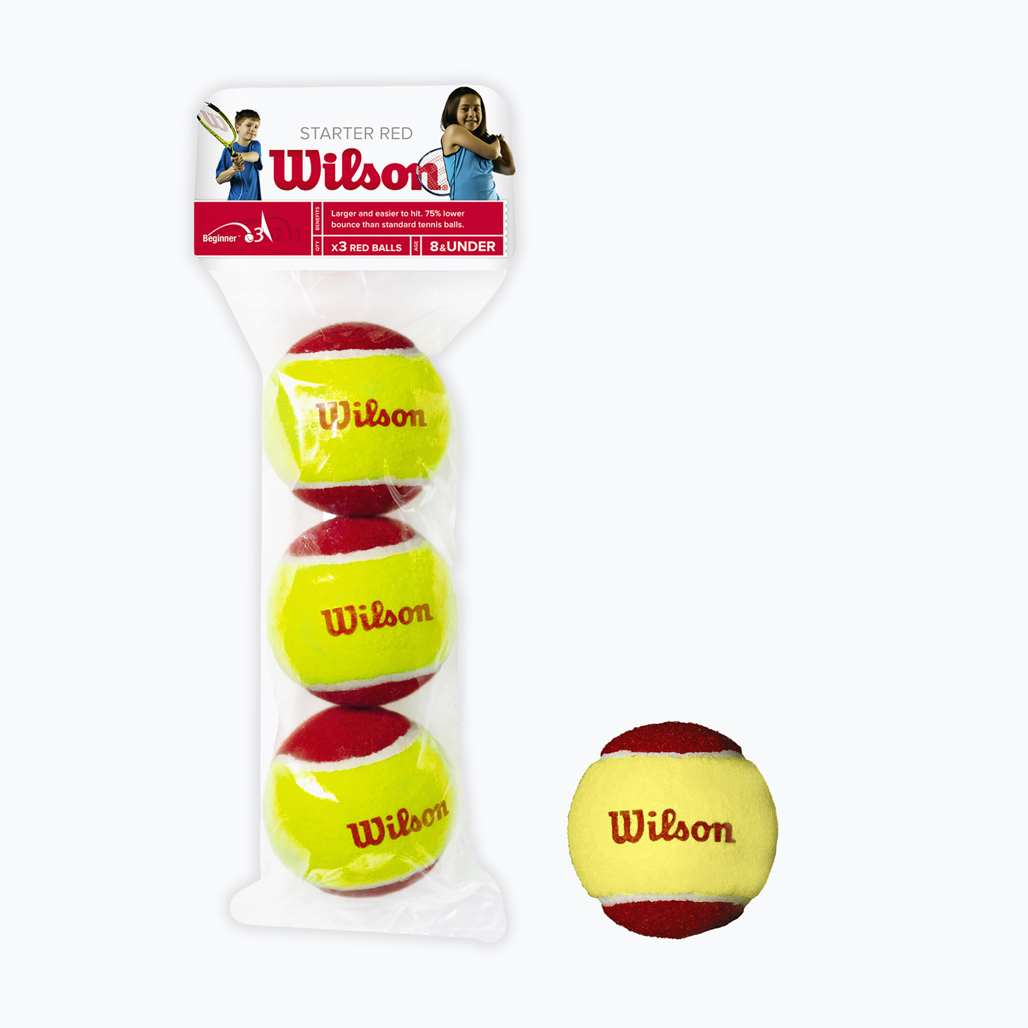 Palline da tennis Wilson Starter Red Tball per bambini 3 pezzi giallo e rosso 2000031175 (Starter Red 3B WRT137001)