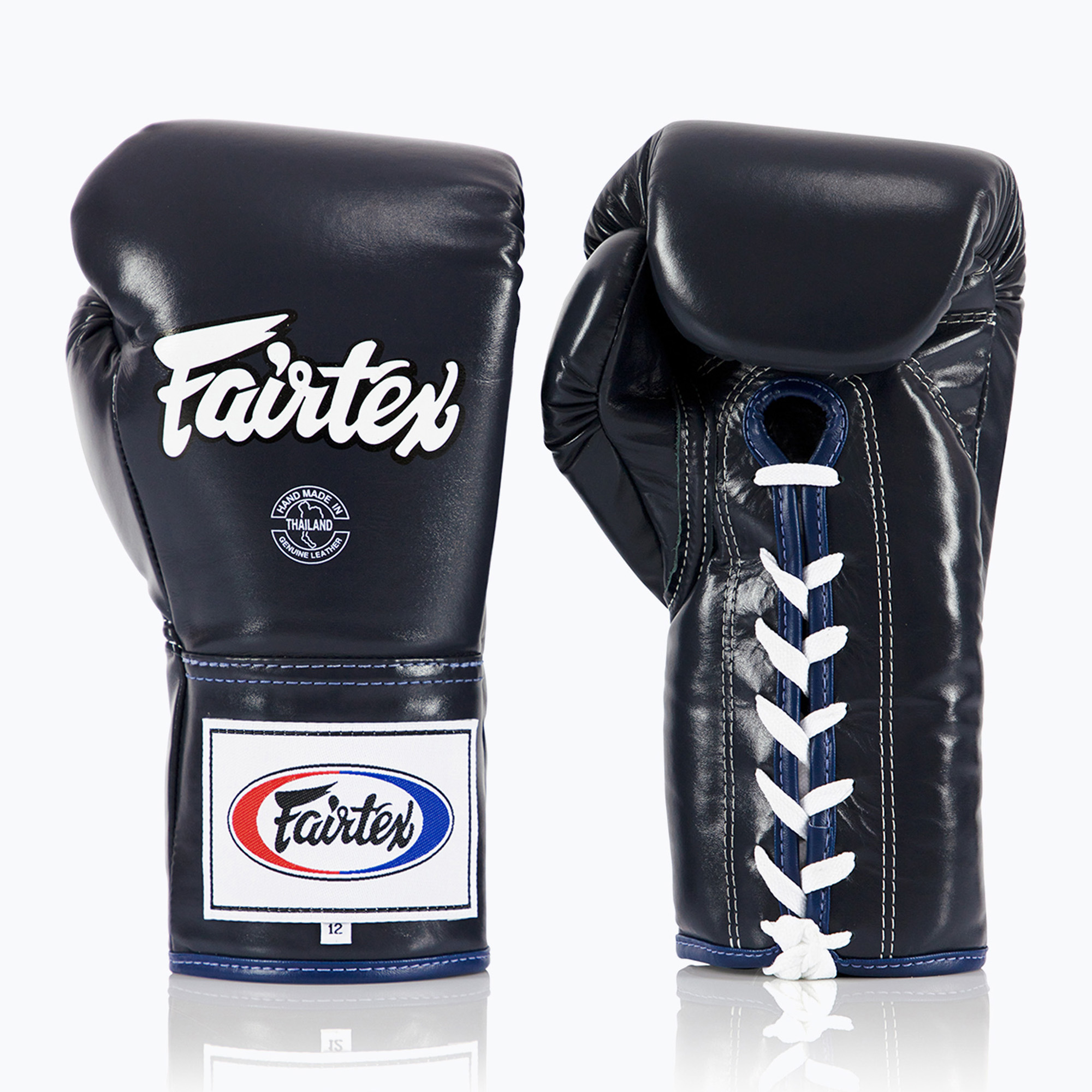 Rękawice bokserskie Fairtex Pro Competition Locked Thumb Leather blue 