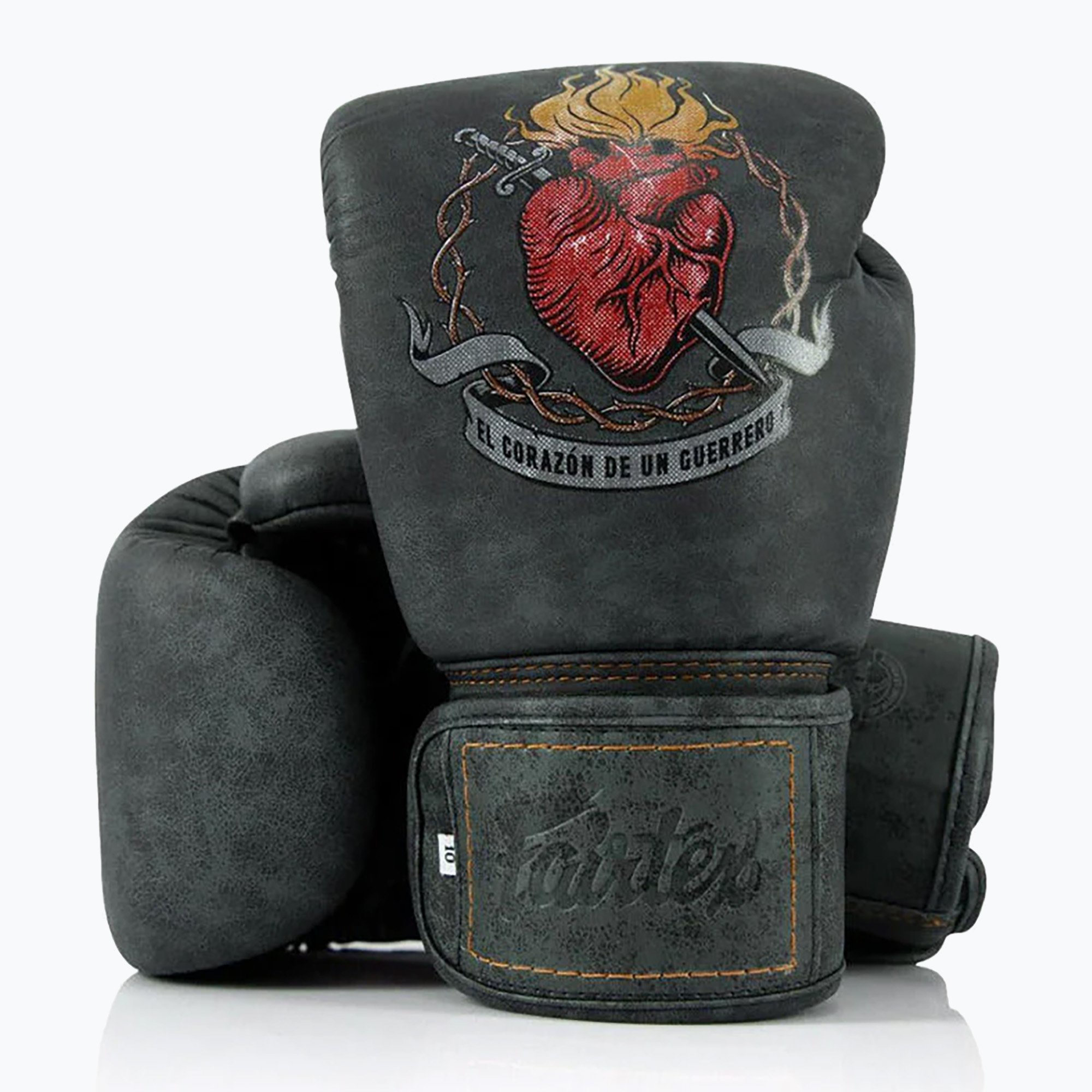 Rękawice bokserskie Fairtex X Tom Atencio Boxing The Heart of Warrior Boxing charcoal 