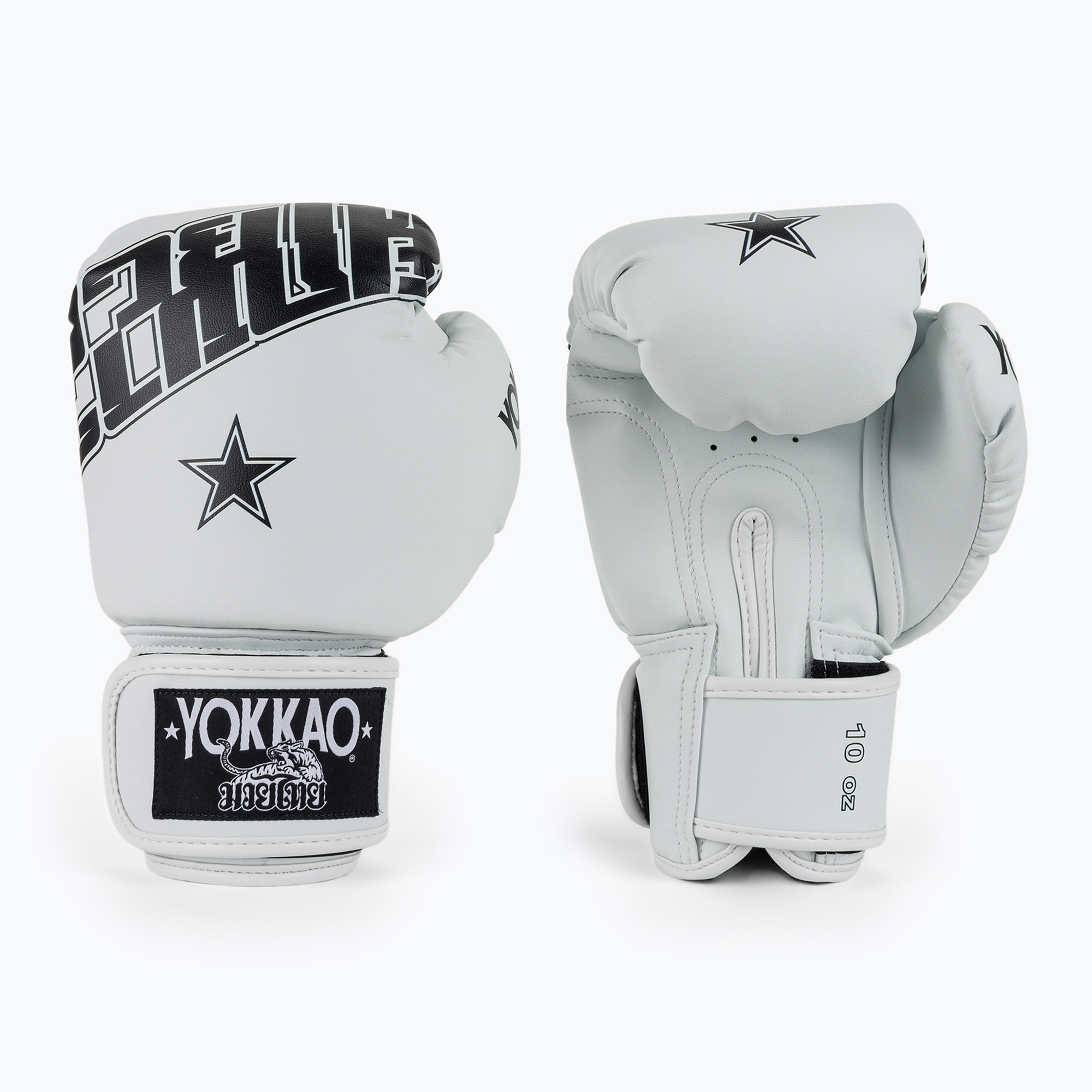Boxerské rukavice YOKKAO Lettering Boxing white (Lettering Boxing BYGL-LT-4)