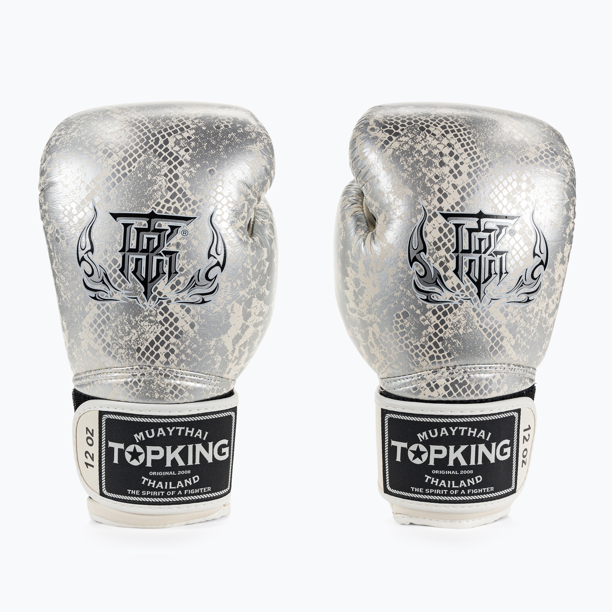 Rękawice bokserskie Top King Muay Thai Super Star Air Snake white/silver 