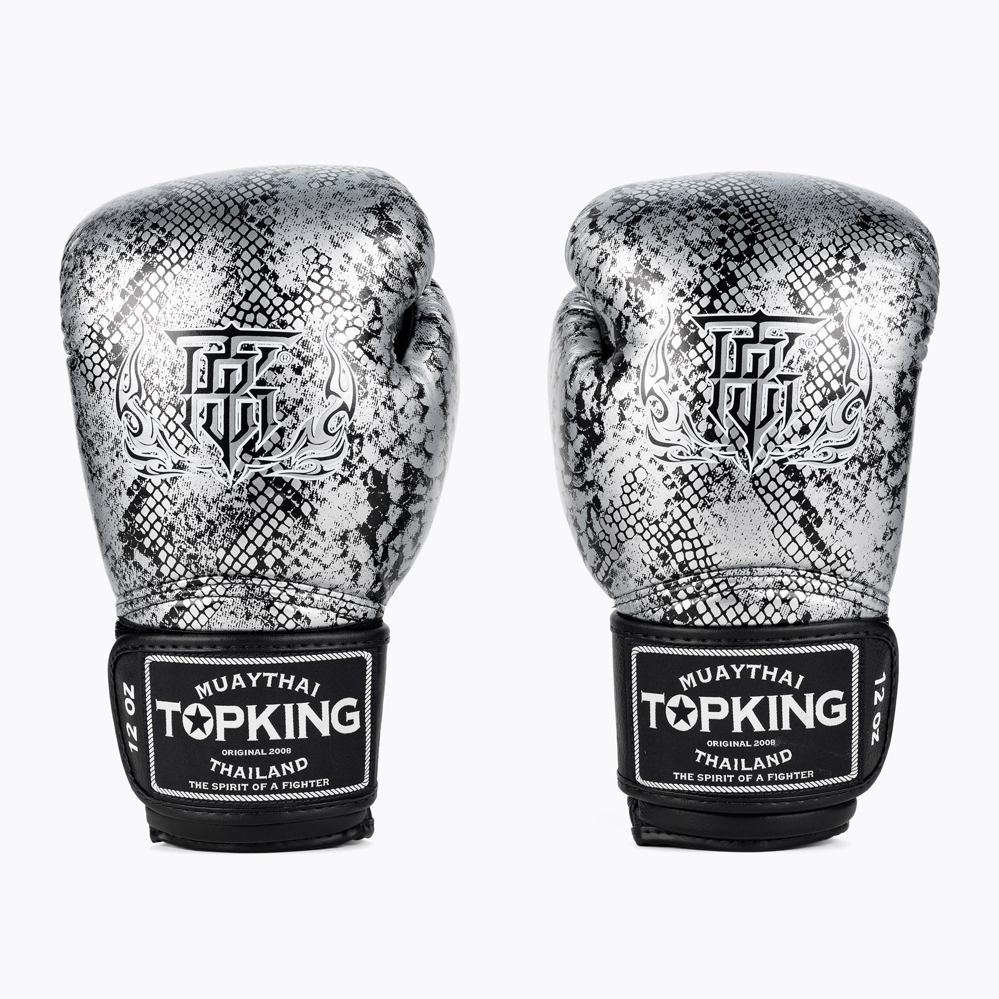 Rękawice bokserskie Top King Muay Thai Super Star Air Snake black/silver 