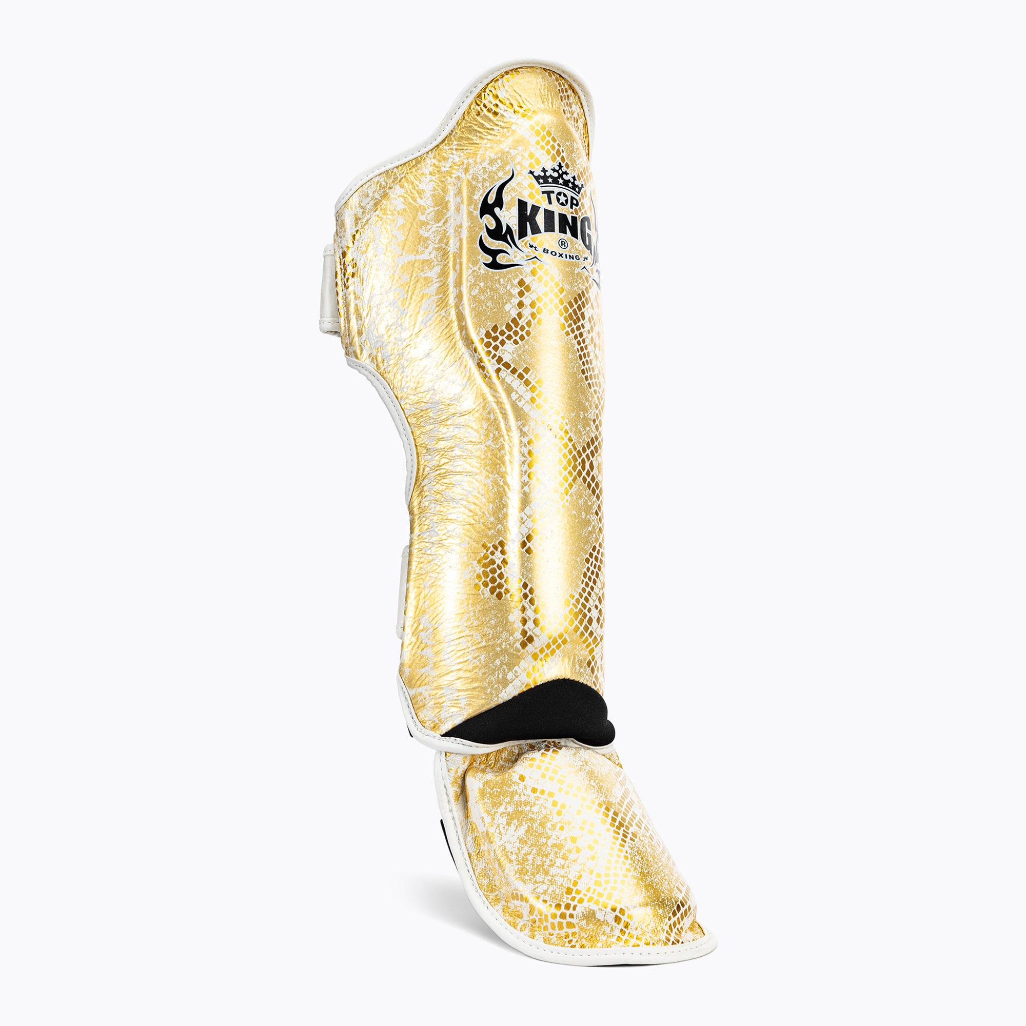 Ochraniacze piszczeli i stóp Top King Super Star white/gold