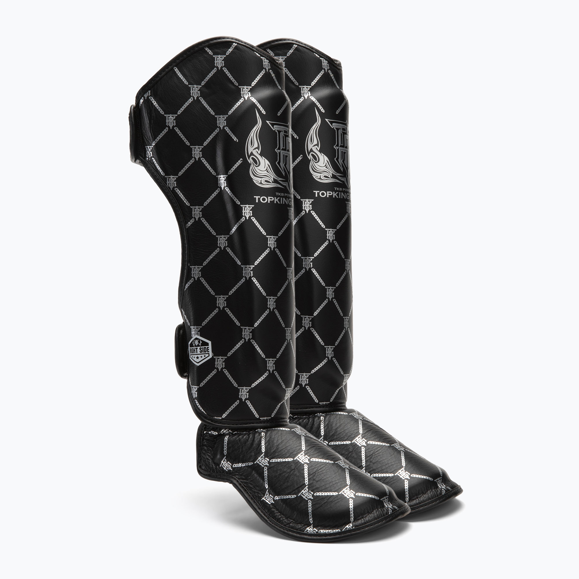 Top King Chain black/silver tibia and foot protectors (XL)