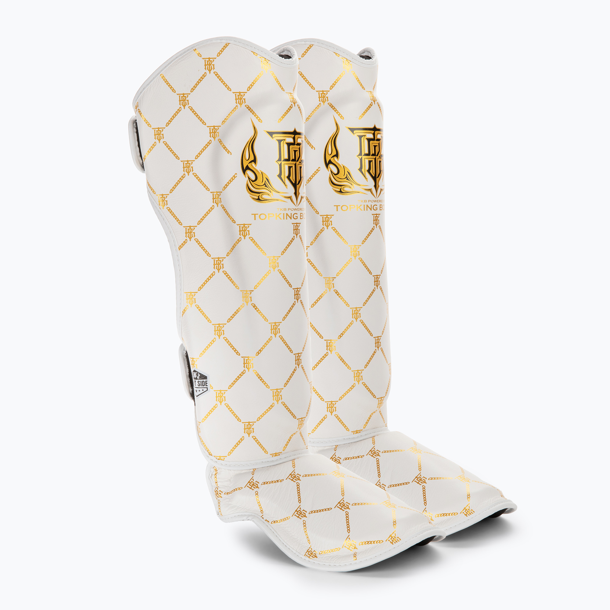 Chrániče holennej kosti a chodidla Top King Chain white/gold (Shin Guards Chain TKSGCH-WH-GD)
