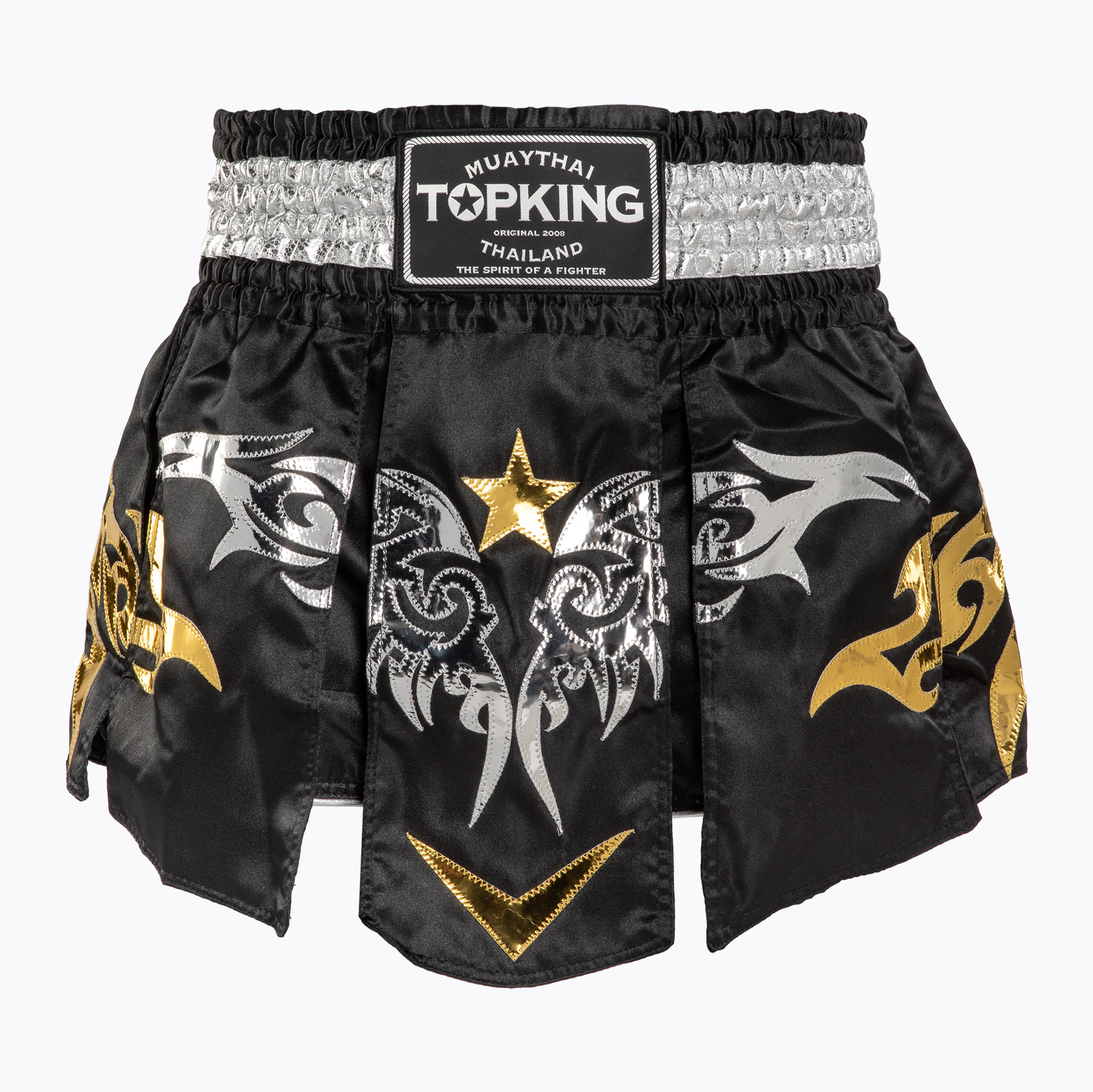 Spodenki treningowe Top King Thai Boxing black/white/gold 
