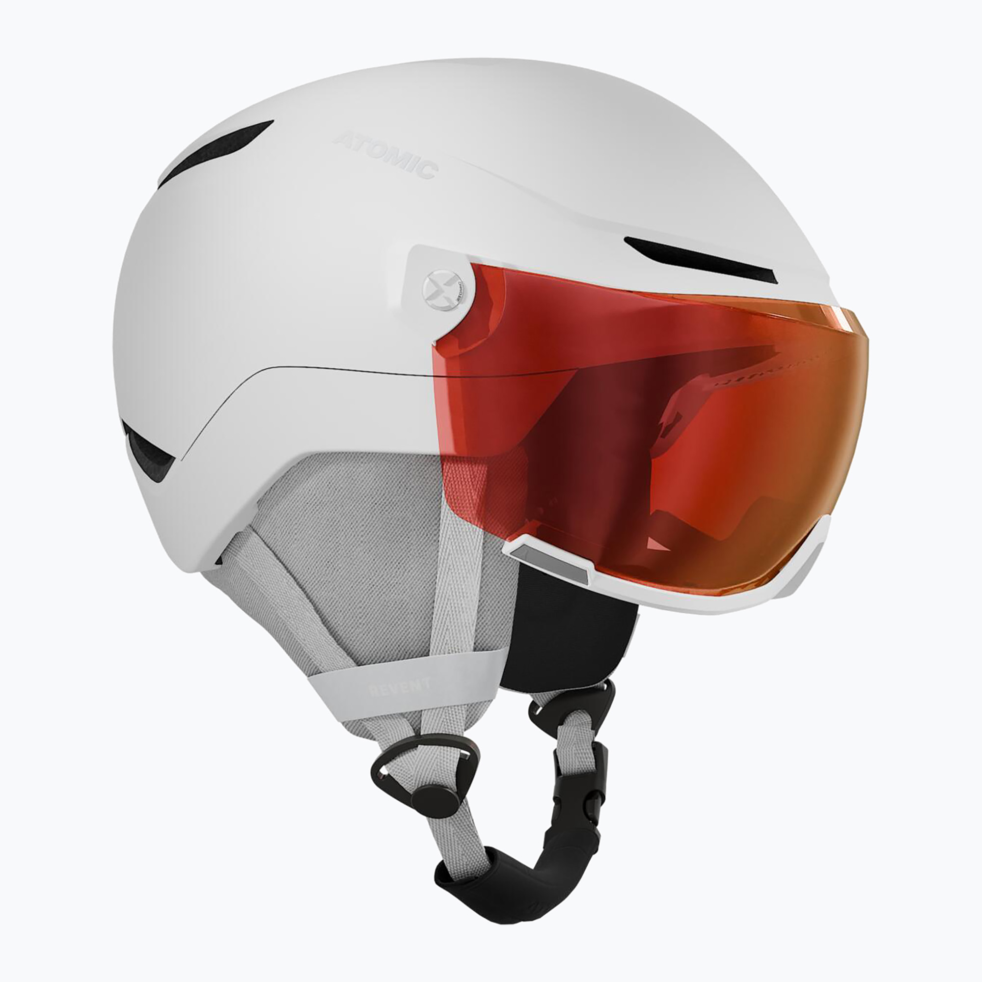 Dětská lyžařská helma Atomic Revent Visor Jr white heather/red flash