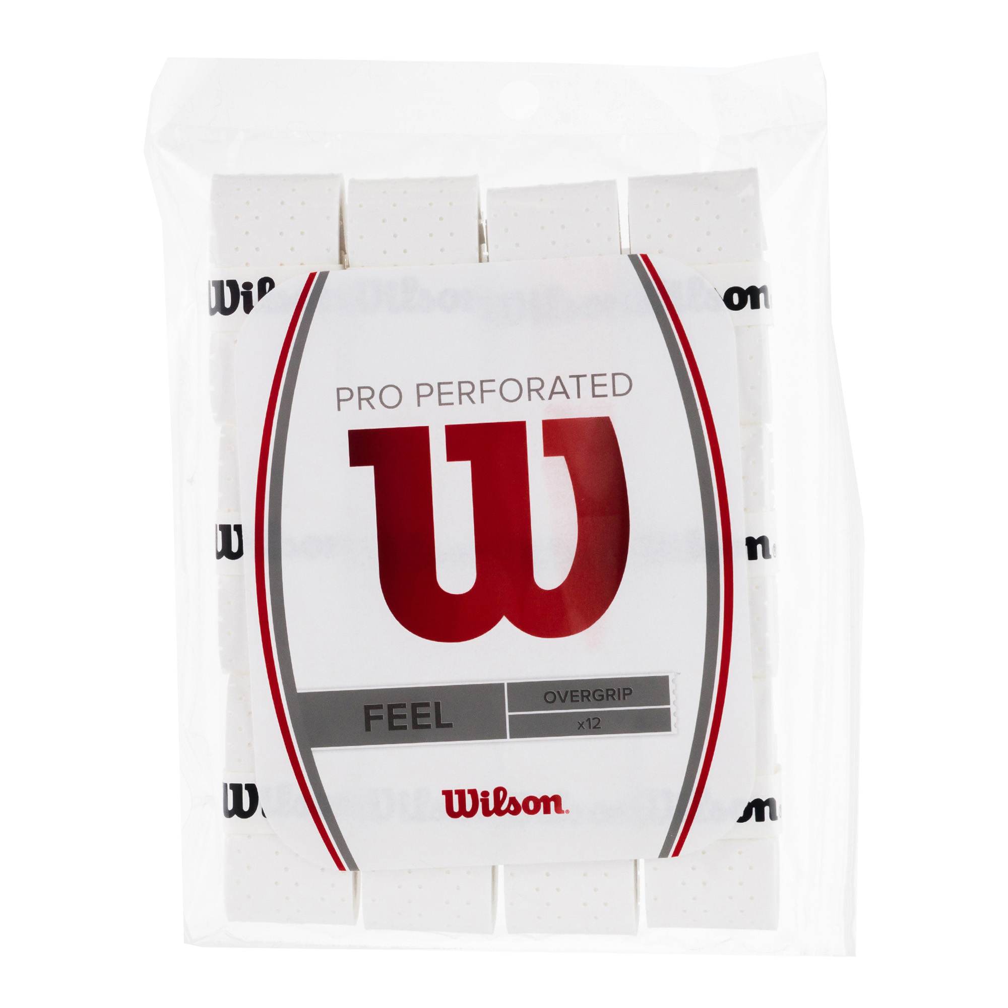 Wilson Pro Overgrip Perforated racchette da tennis 12 pezzi bianco WRZ4006WH+ (Pro Overgrip Perforated 12Pk WRZ4006WH+)