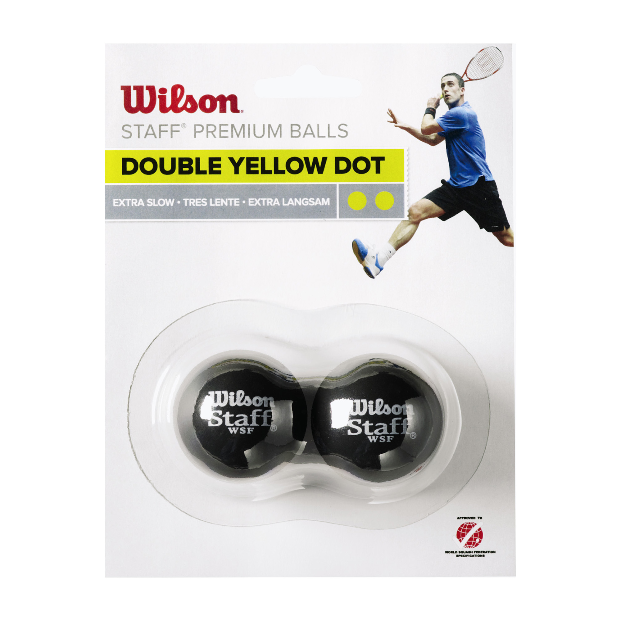 Squash labdák Wilson Staff Squash 2 Ball Dbl Ye Dot fekete WRT617600  (Staff Squash 2 Ball Double Yellow Dot WRT617600 )