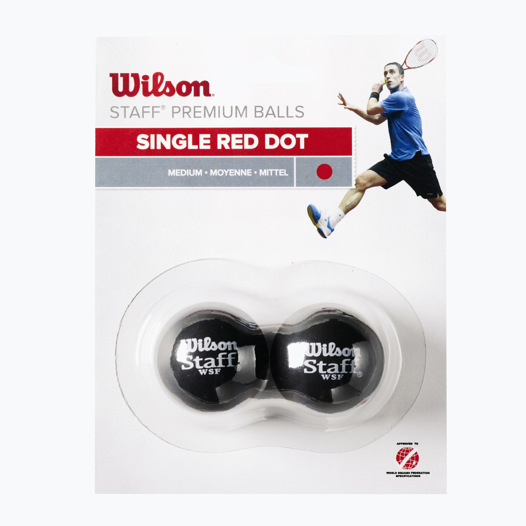 Loptičky na squash Wilson Staff Red Dot 2 ks čierne WRT617700+ (Staff Squash 2 Ball Red Dot WRT617700+)