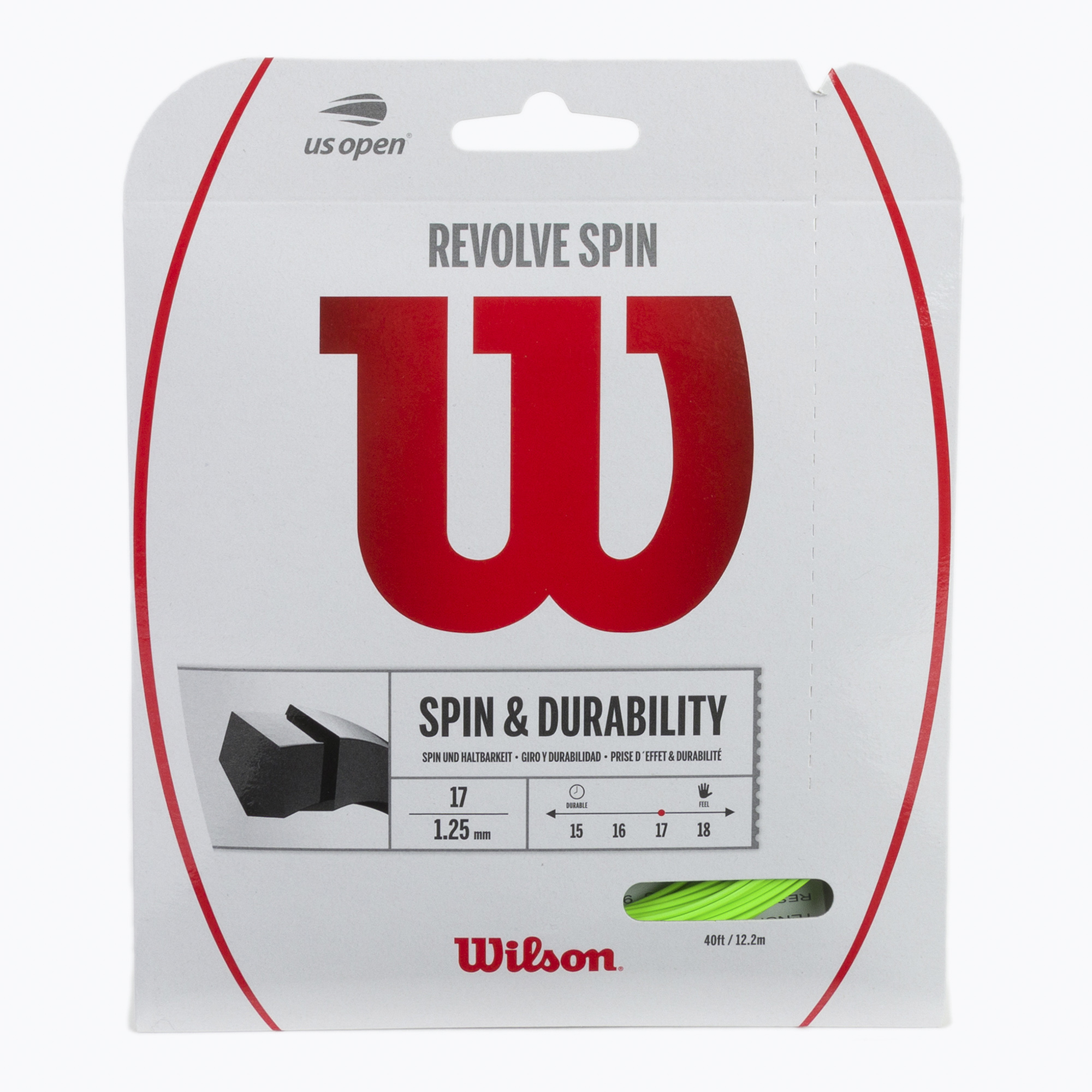 Комплект за тенис Wilson Revolve Spin 17 12,2 м сив WRZ956900 