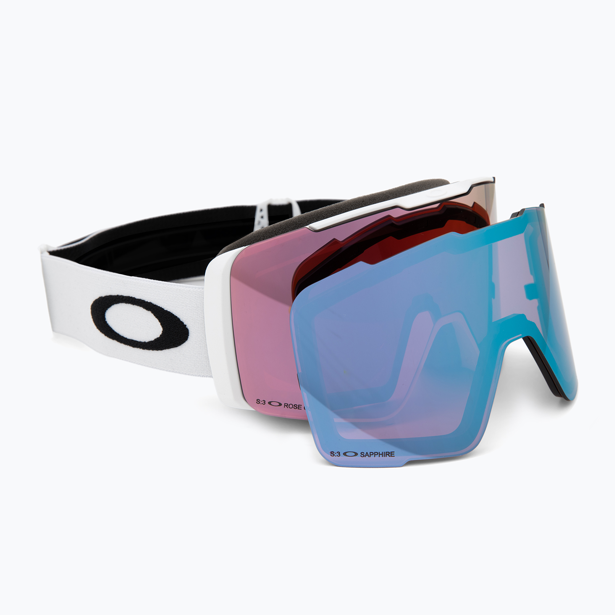 Oakley Line Miner Pro M bianco opaco/prizm rose/prizm sapphire occhiali da sci
