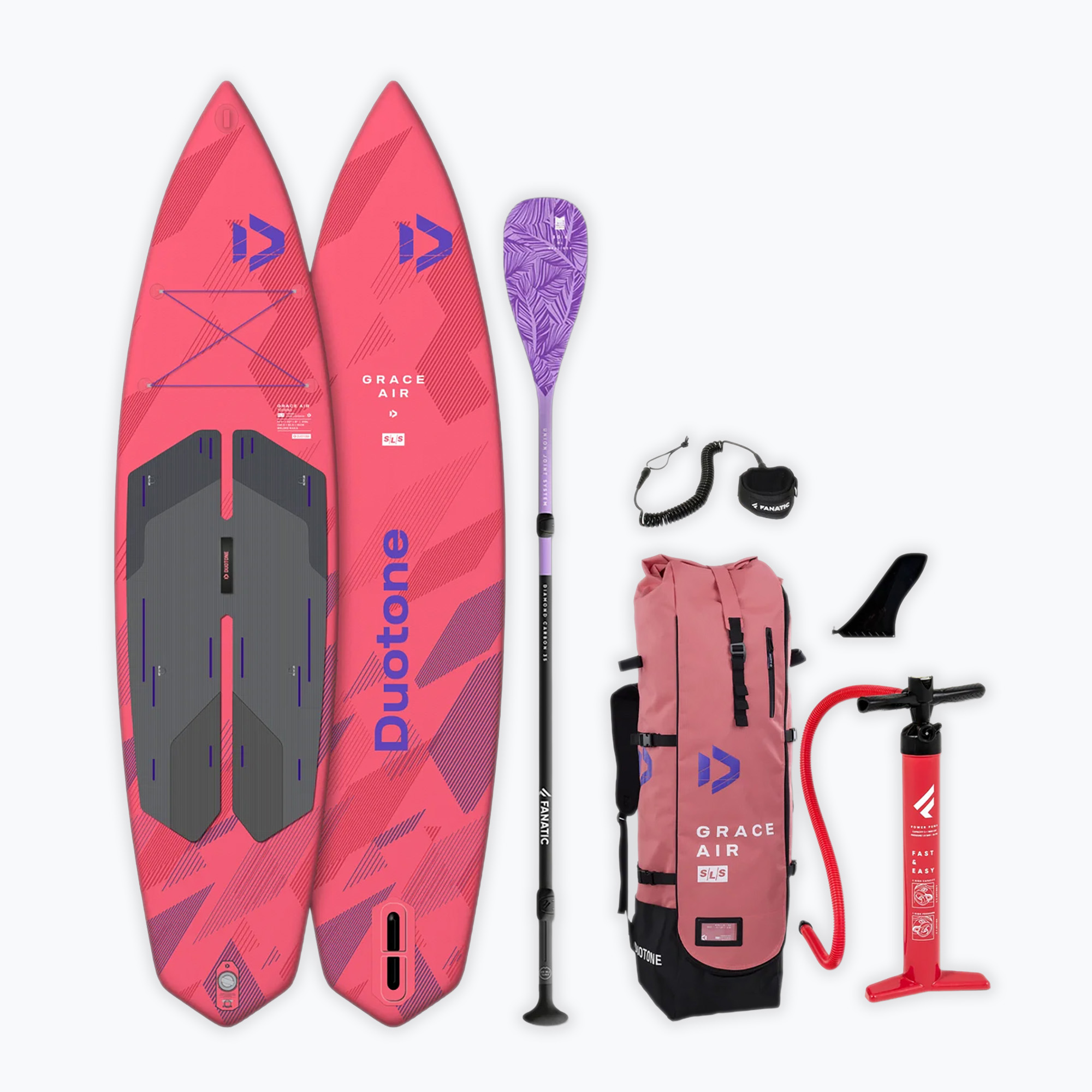Zestaw deska SUP pompowana damska DUOTONE iSUP Grace Air SLS 11'2 2026 rose red 