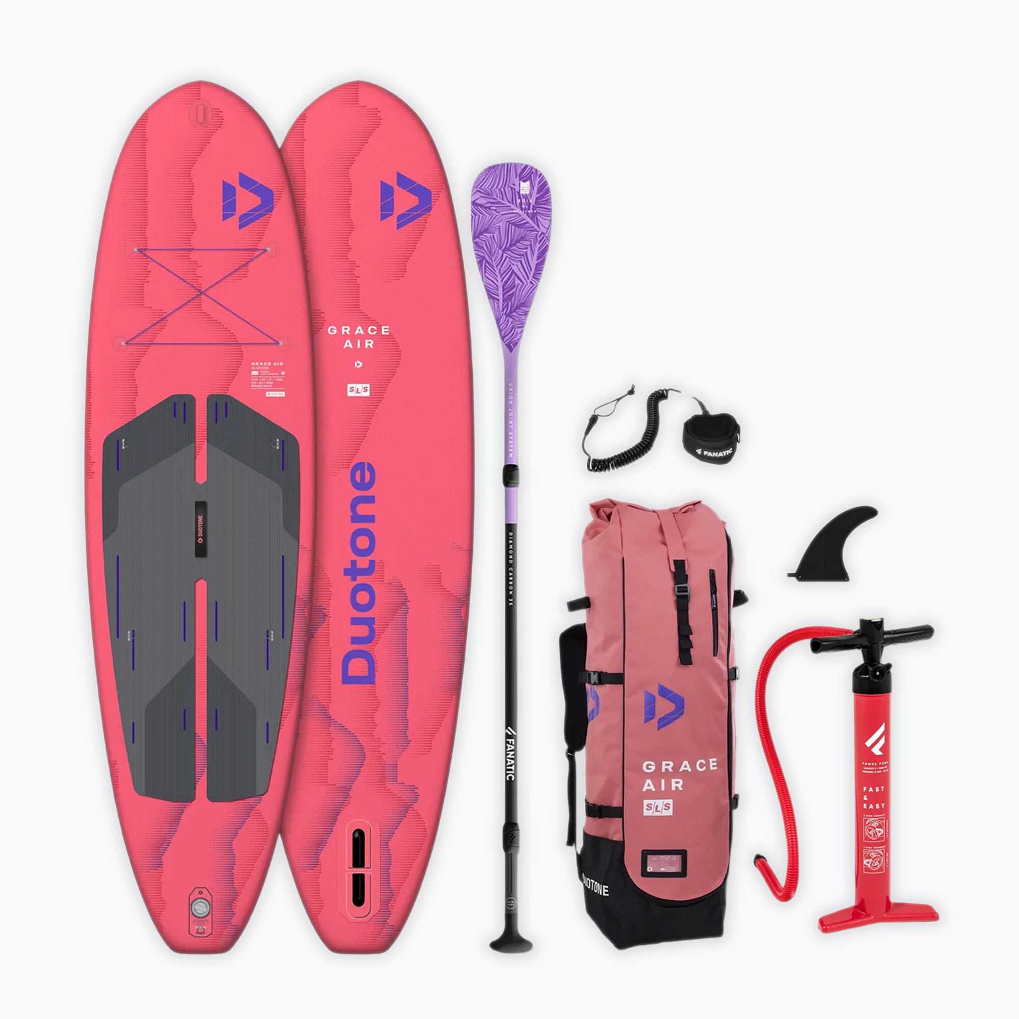 Zestaw deska SUP pompowana damska DUOTONE iSUP Grace Air SLS 10'4 2026 rose red 