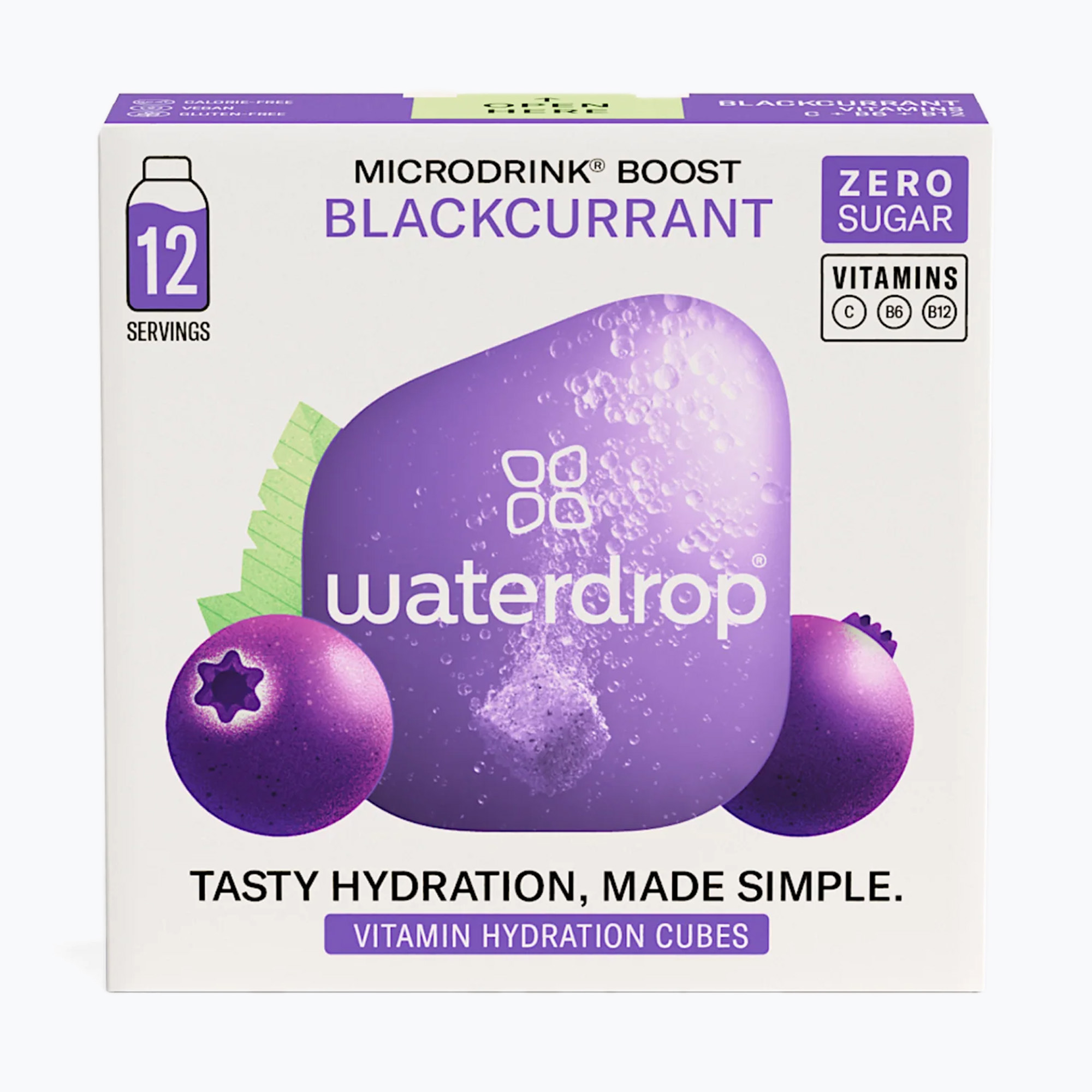 Isotonic drink waterdrop Microdrink Boost 12 cubes blackurrant/ eldelberry (12 x 2g)