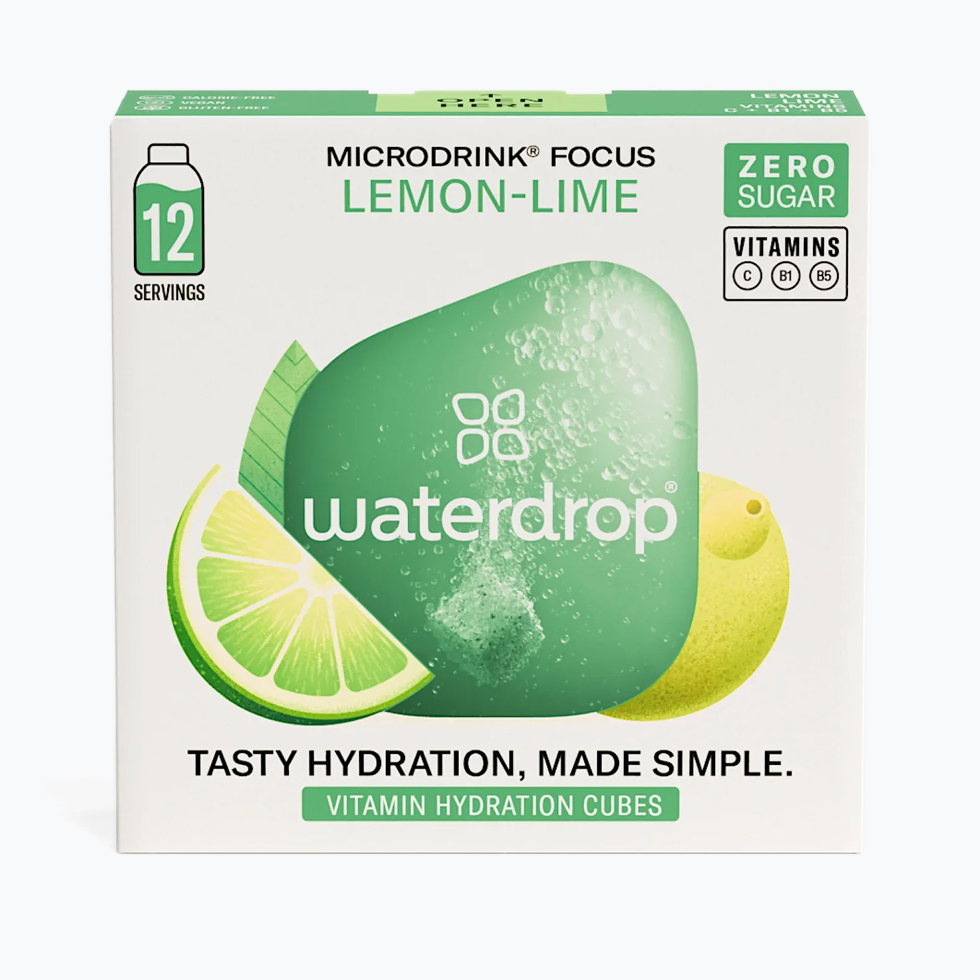 Isotonic drink waterdrop Microdrink Focus 12 cubes lime green coffee