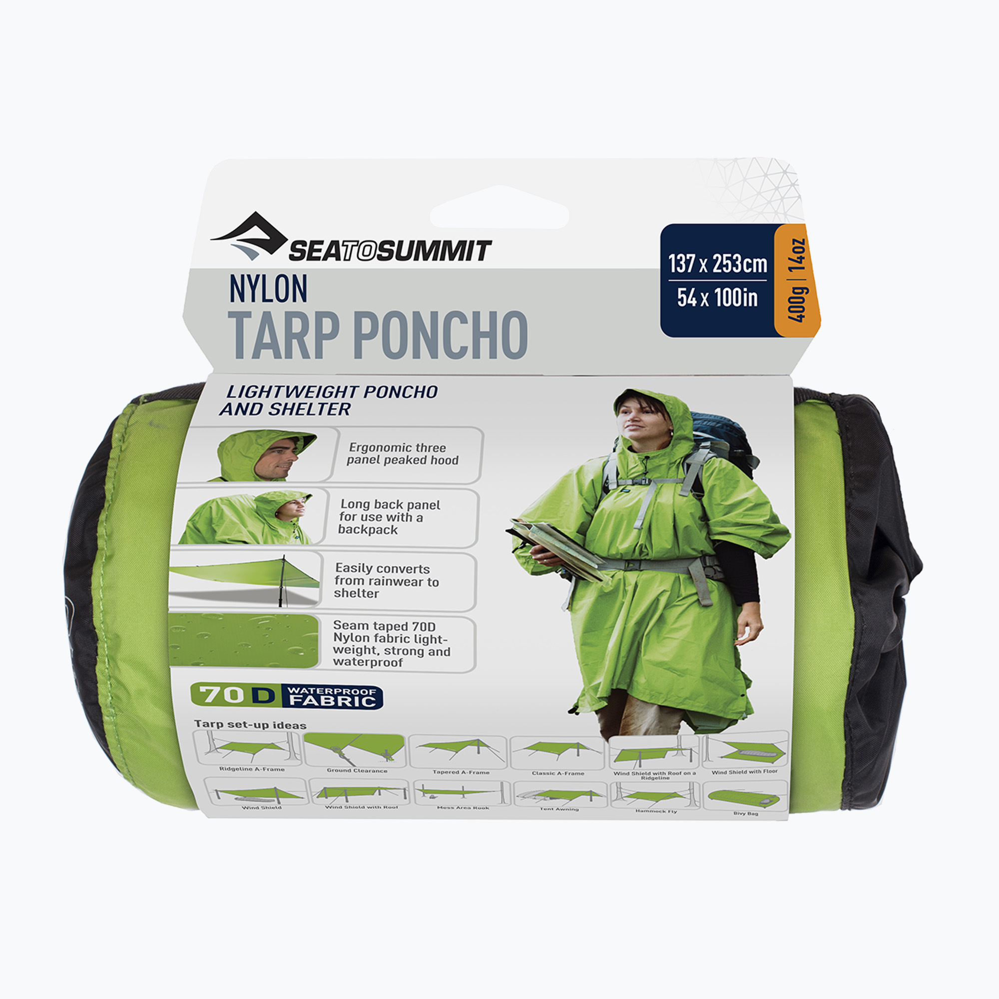 Peleryna przeciwdeszczowa Sea to Summit 70D Nylon Tarp green 