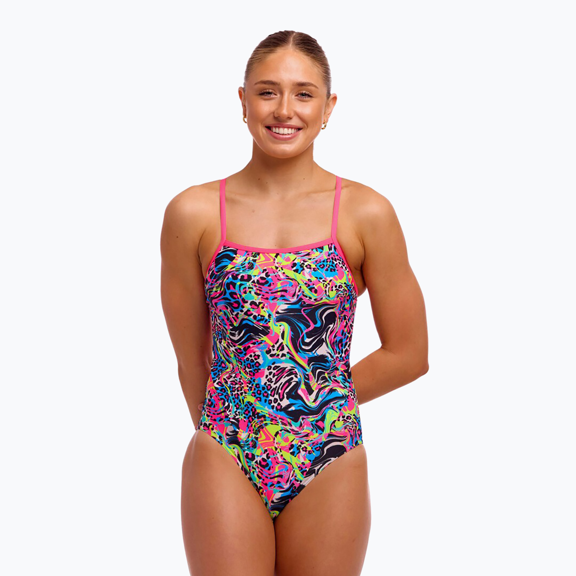 Дамски цял бански костюм Funkita Single Strap One Piece lolly leopard