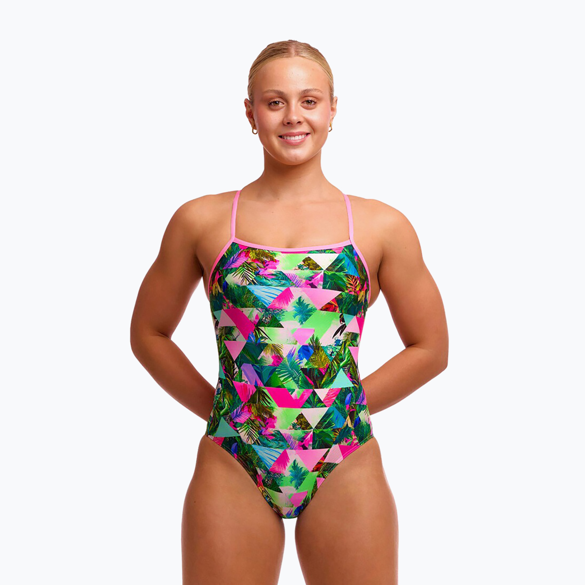 Дамски цял бански костюм  Funkita Single Strap One piece sub lime