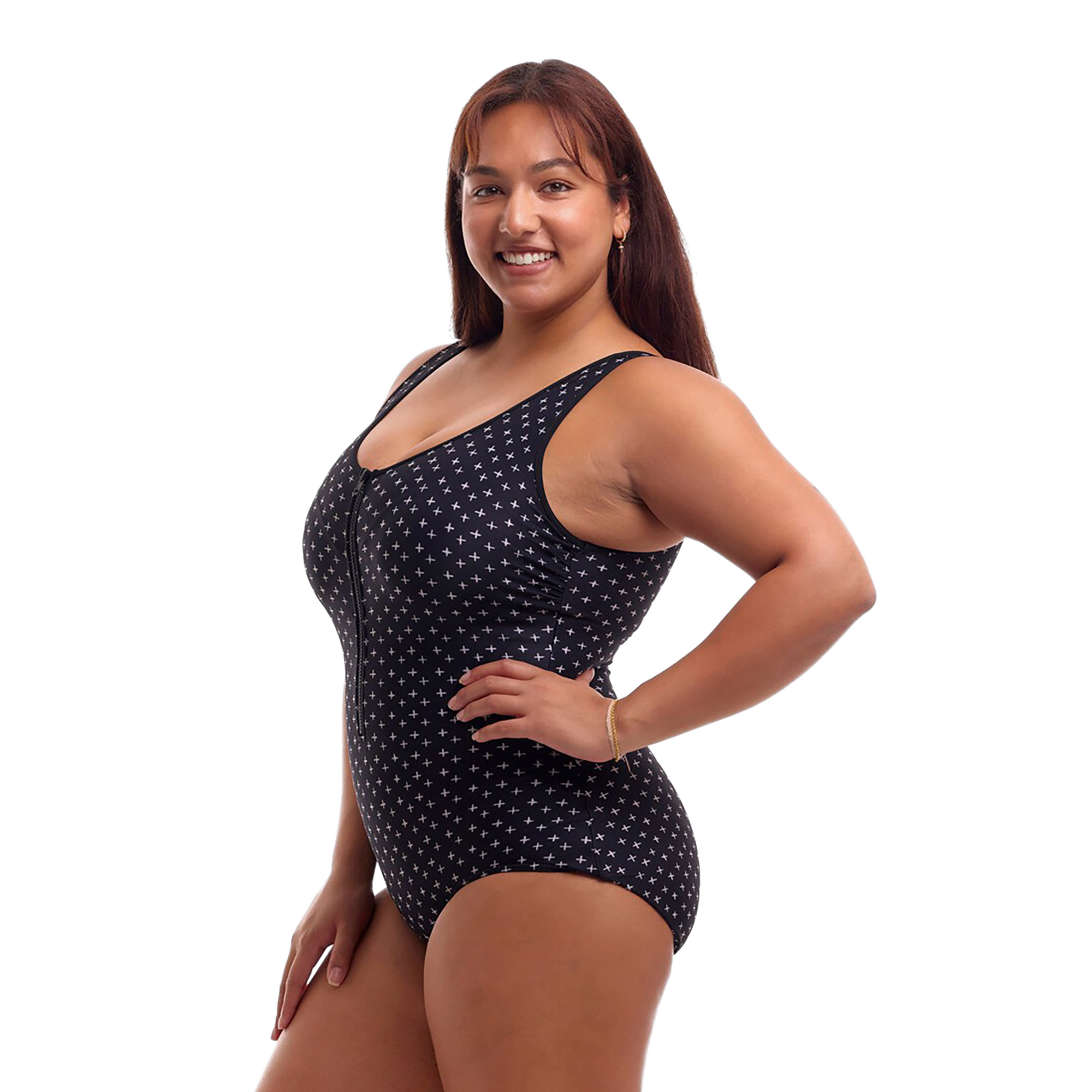 Дамски цял костюм за плуване Funkita Zip Front One Piece be positive